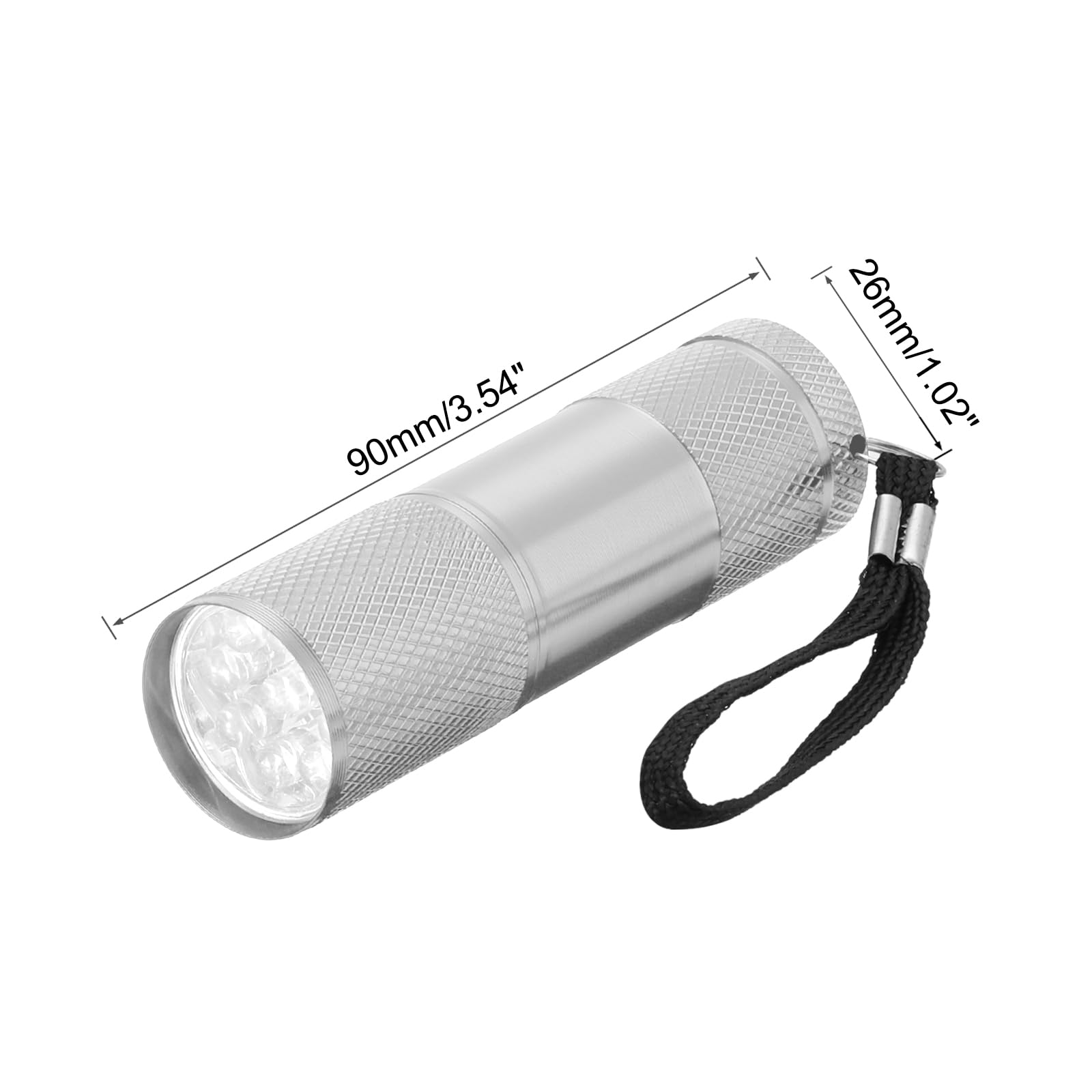 PATIKIL 9 LED Mini Flashlights, Aluminum Pocket Flashlight Torch with Lanyard for Camping Hiking, Outdoor Emergencies, Silver Tone - Image 2