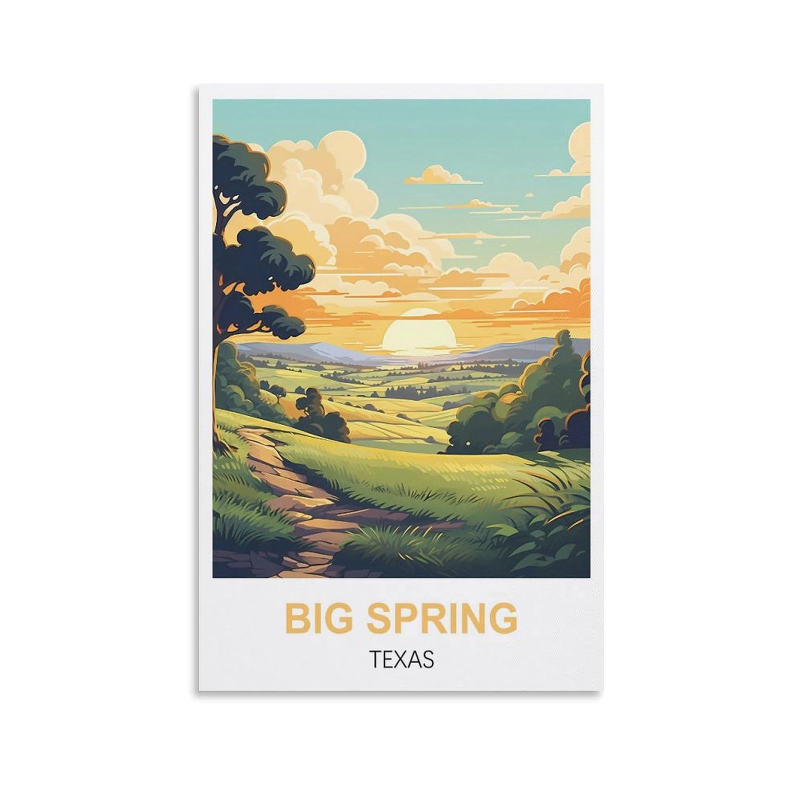 Rylvlrie Big Spring Texas Vintage Travel Posters 08x12inch(20x30cm) Canvas Poster Wall Art Living Room Home Decor