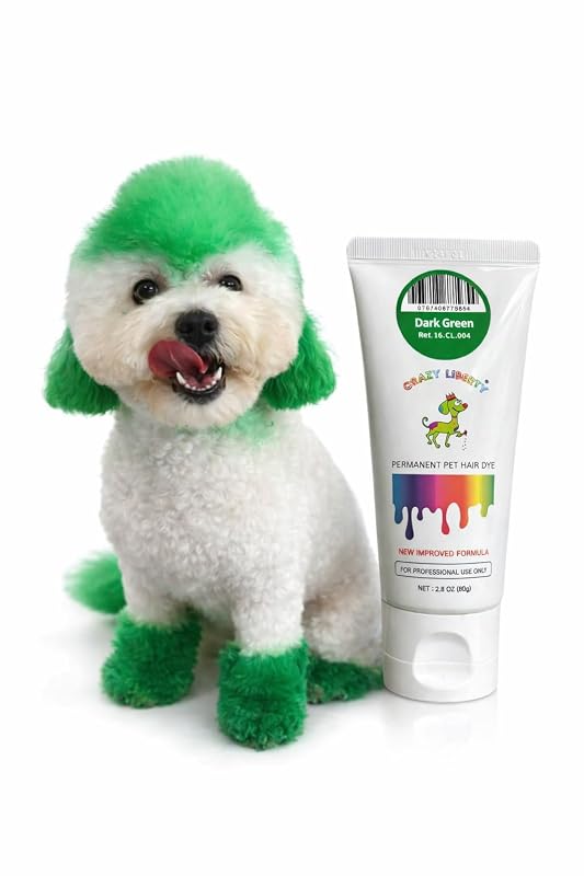 Tintura Permanente para Pelos de Cães e Equinos CRAZY LIBERTY em Gel Verde-Escuro para Tosa Criativa – 5,07 fl oz