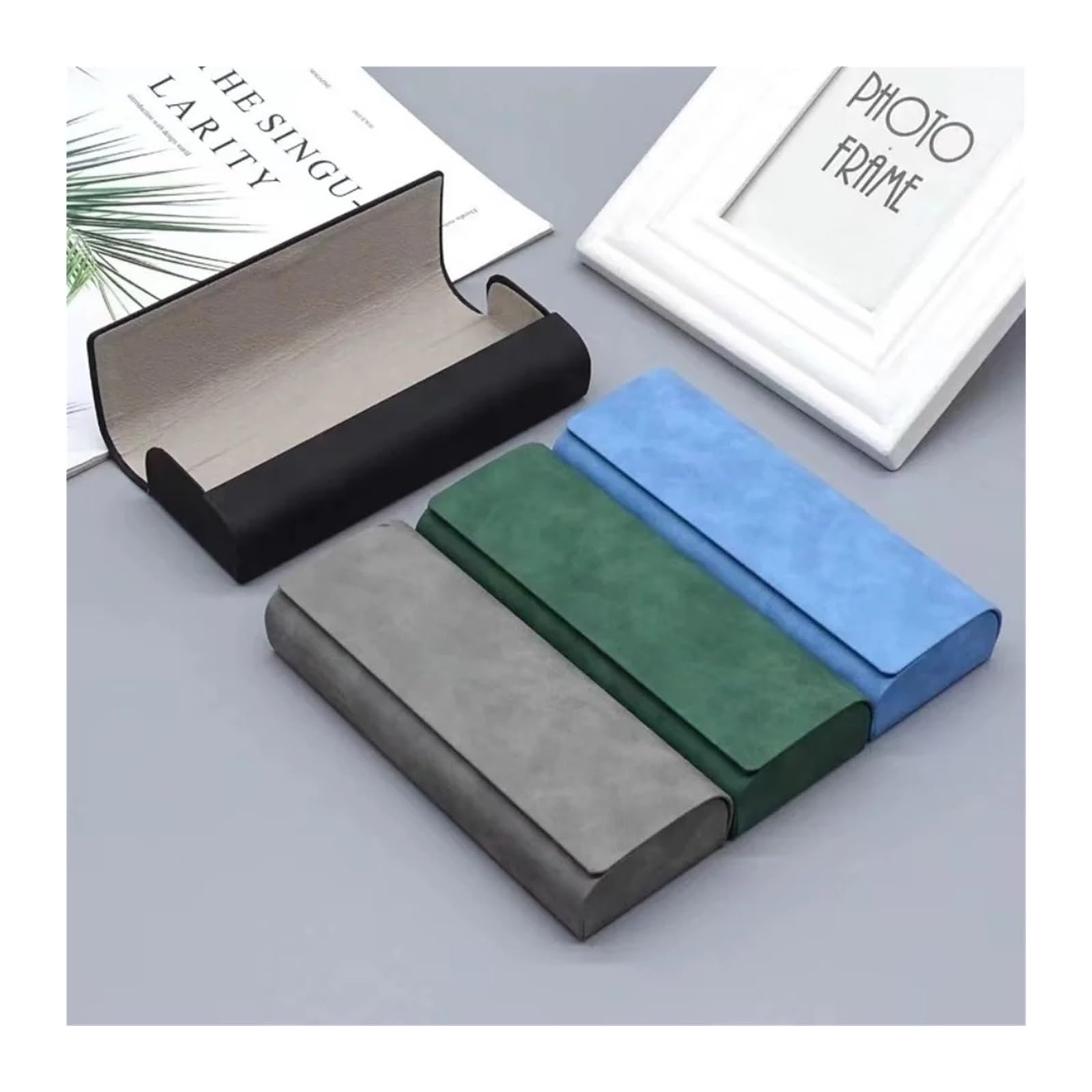 Funda de Gafas Blanda de Cuero Hard-shell Spectacle Case Men Women Glasses PU Leather Portable Anti-extrusion Sunglasses Storage Box Folding Eyewear Pouch