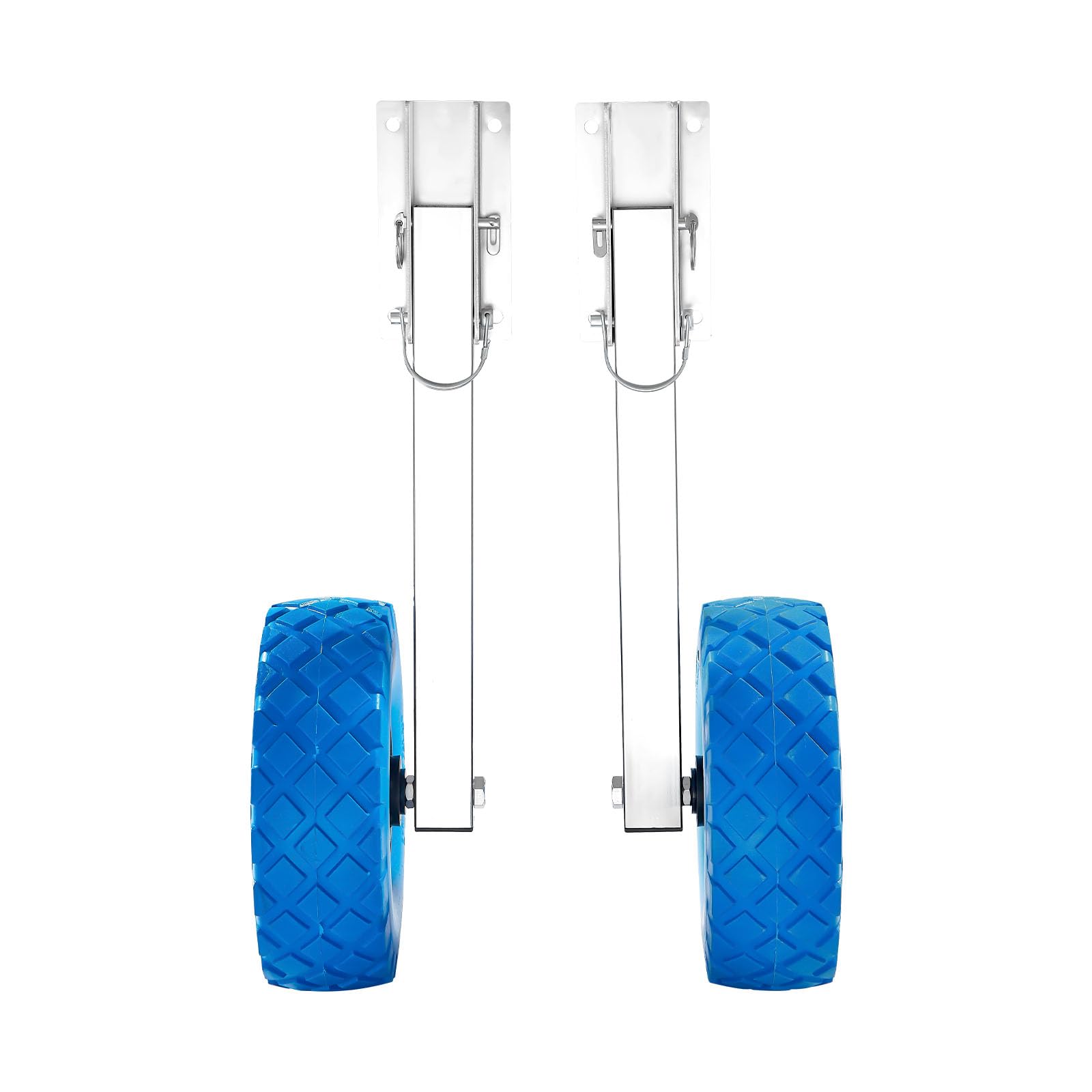 VEVOR Coppia Ruote di Poppa Carico di 136,1 kg, in Acciaio Inossidabile da 26 cm con Pneumatico in PVC Pieno, Ruote di Alaggio Pieghevoli con 4 Perni a Sgancio Rapido, per Barche da Pesca