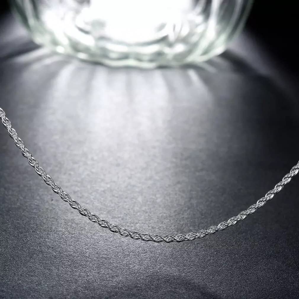 Catena di Corda da 2 mm per Collana con Ciondolo Collana con Catena Intrecciata da 40-60 cm con Gioielli in Argento Sterling 925 da Donna e da Uomo