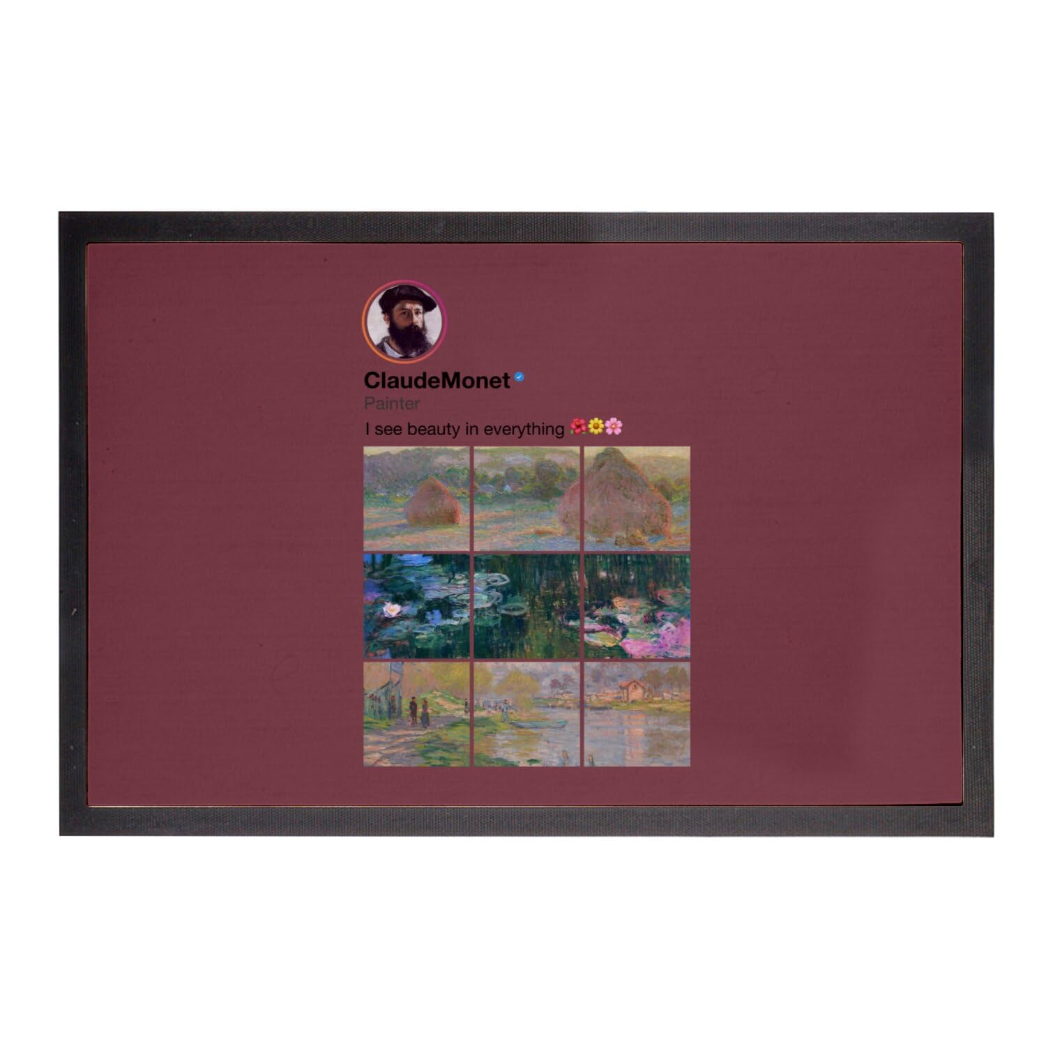 Paillasson Claude Monet tapis rouge anti saleté pour amateurs d art et peinture 75x50