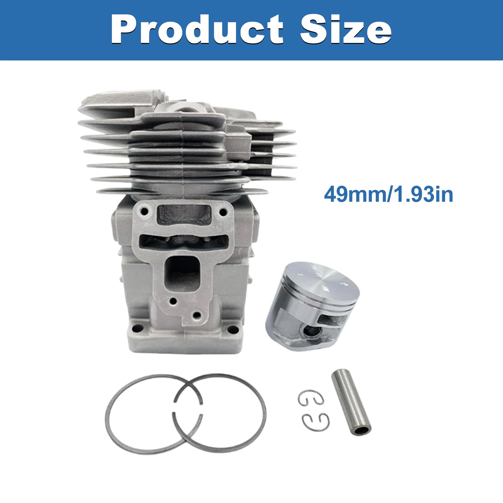 Kit de Cilindro de 49 mm para STIHL Motosierra MS391, con Bujía Válvula de Descompresión, Filtro de Combustible y Respiradero del Depósito de Combustible 1140-020-1204