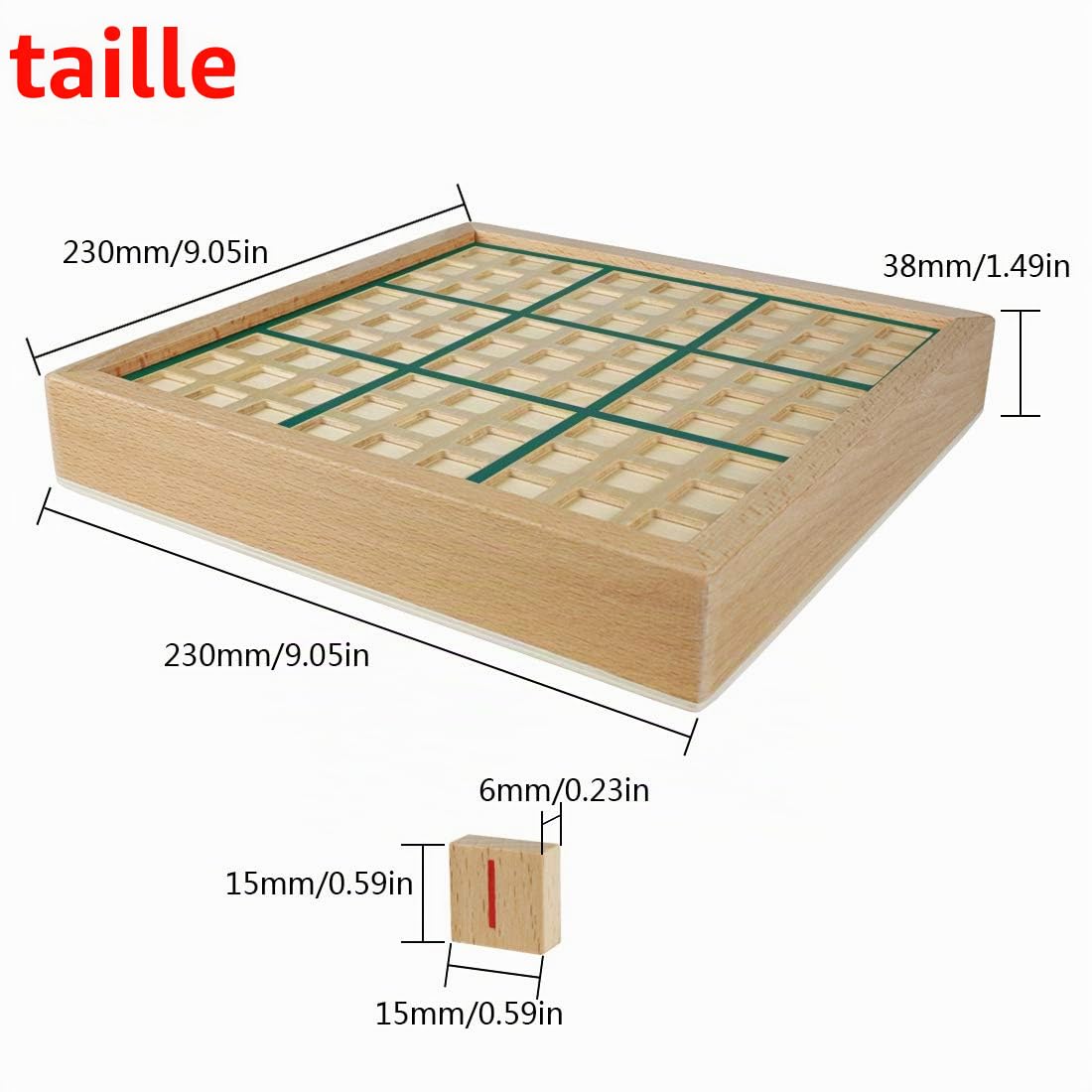 Andux Zone Bois Sudoku Jeux de société avec tiroir SD-02 (Vert)