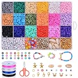 ✨【Material Ecológico】Este conjunto de cuentas planas redondas está hecha de arcilla polimérica de buena calidad, resistente, liso, impermeable,no son tóxicas, respetuosas con el medio ambiente y duraderas con tacto cómodo. Las cuentas de arcilla no se desvanecen y puedes usarlas en la playa, la piscina o el baño.