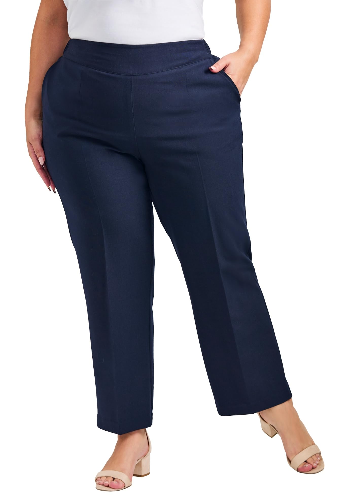 Avenue Womens Plus Size Petite Cool Hand Straight Leg Pant