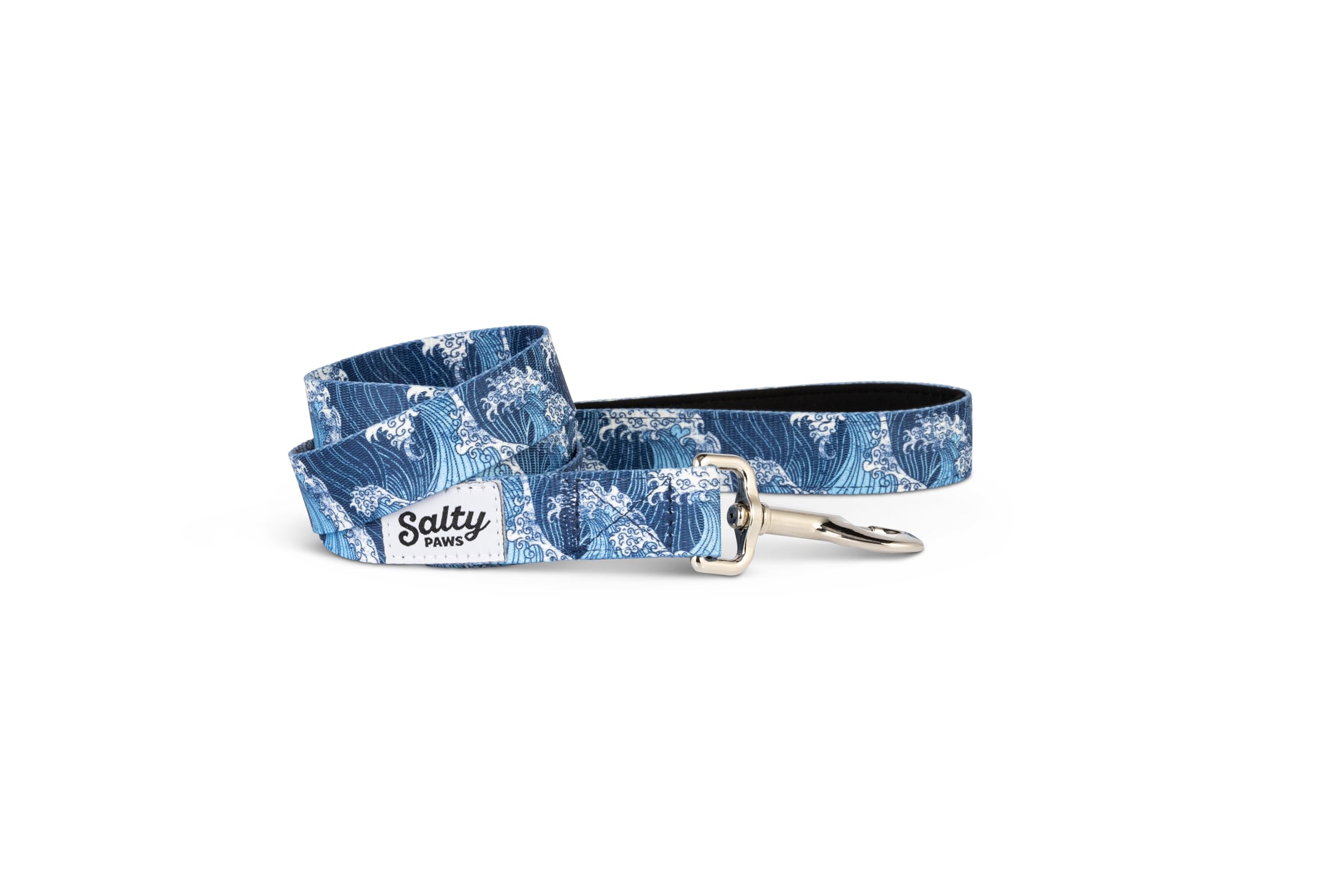 Salty Paws - Correa de perro con estampado floral, asa acolchada resistente para perros pequeños, medianos y grandes a juego (onda azul, grande de 6 pies para perros de 50 a 90 libras)