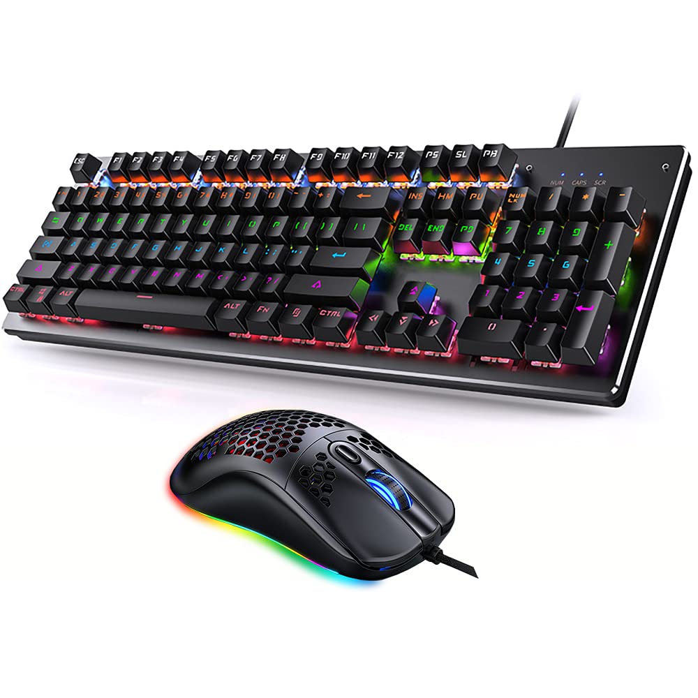 Buy Mechanical Gaming Keyboard and Mouse Combo RGB Gaming 104 Keys Blue