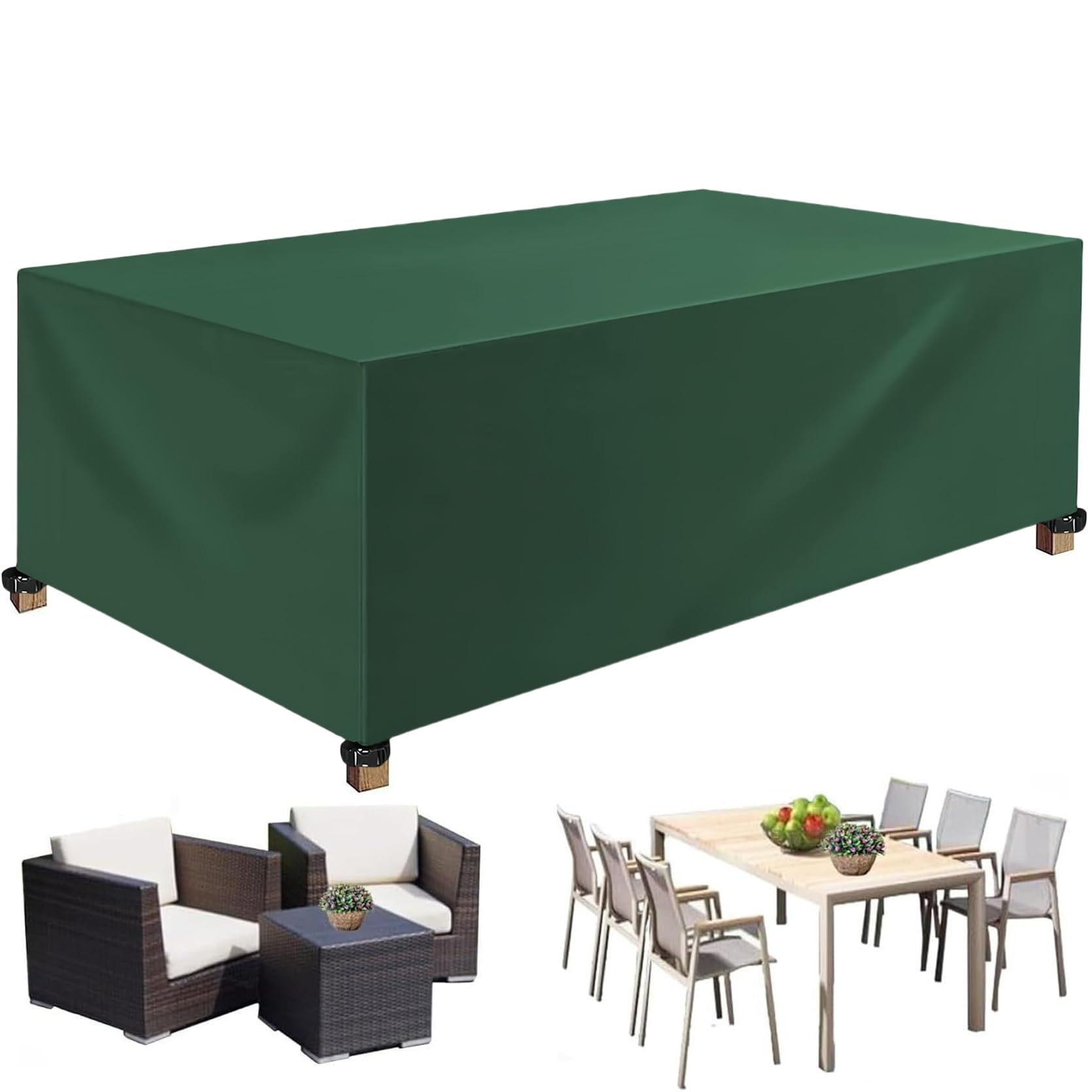 XUEQXUE Garden Table Furniture Cover 160 x 110 x 95 cm(L x W x H) Garden Furniture Cover Waterproof, Tear Resistant, Fade Resistant, Sofa Set Patio Table Covers, for Any Furniture, Green