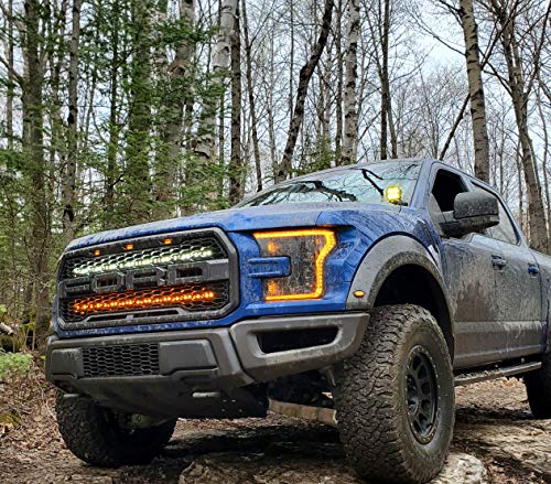 M&R Automotive LED Dual 40s Light KIT White and Amber Light Bars Compatible with 2017 2018 2019 2020 Ford Raptor F150