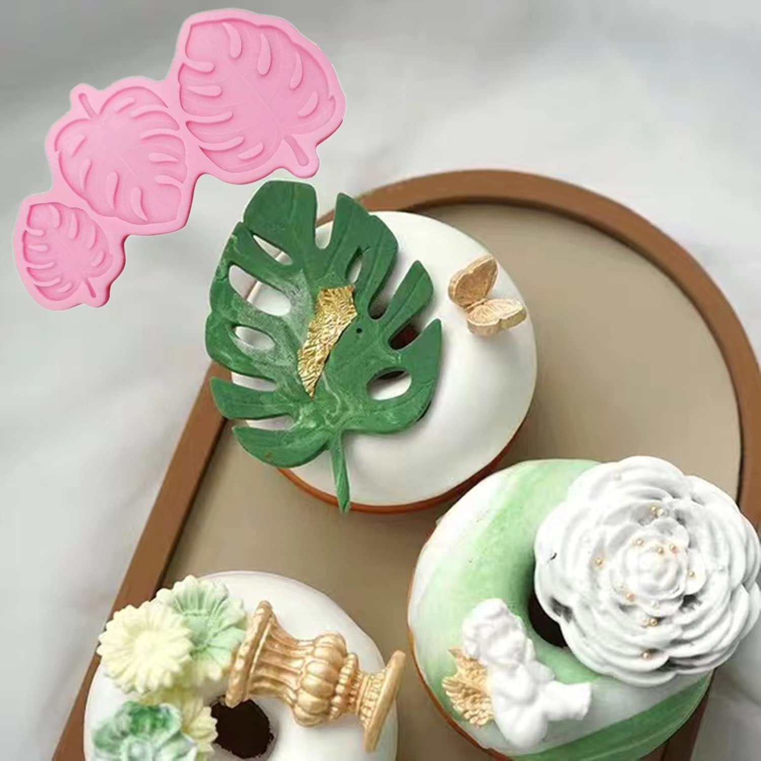 Heveer Foglie Forma Torta Stampo in Silicone Stampi per Fondente Stampi a Forma di Foglie 3D per Sapone di Zucchero di Argilla Polimerica