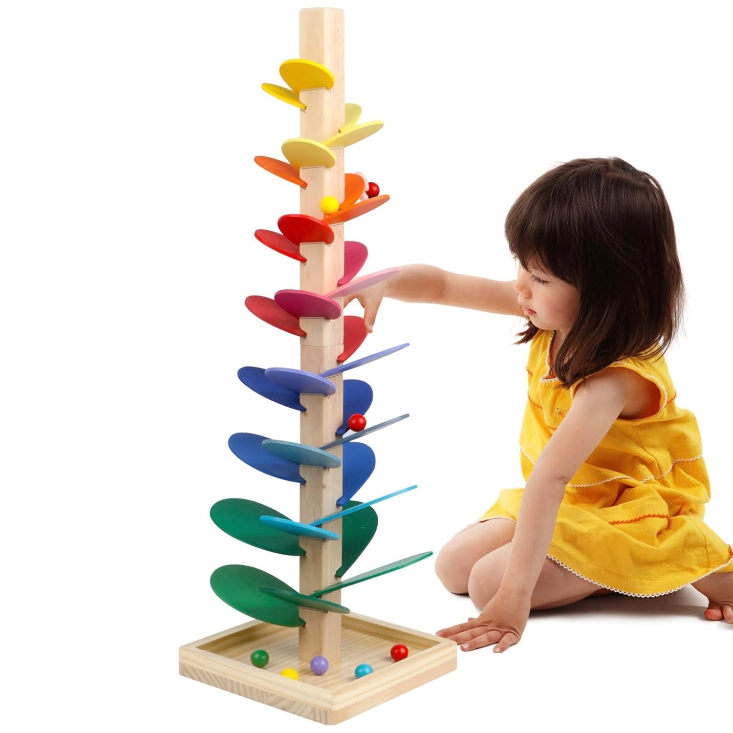 Wooden Music Tree Marble Run Toy with 25 Colorful Leaves & 8 Balls | Montessori Musical Tree Track Game for Kids | Educational Sensory Learning Toy | Wooden Marble Drop Toy for Boys Girls-picture-24