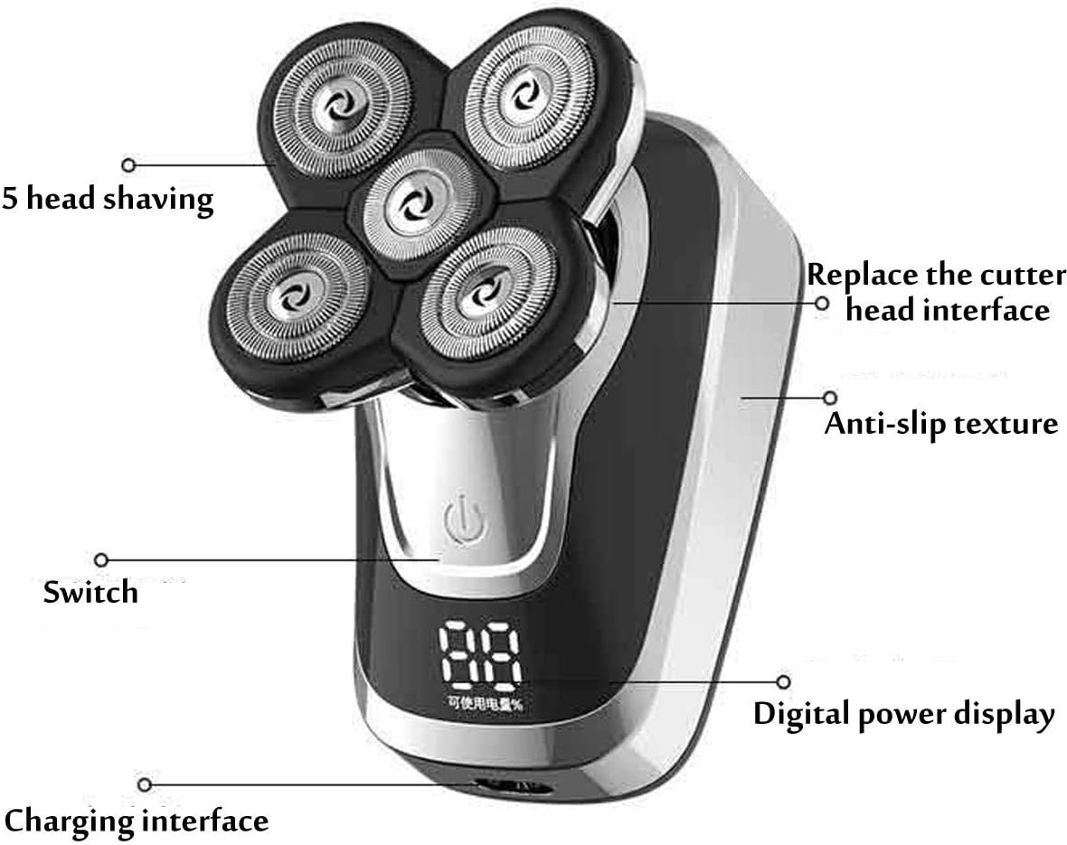 Head Shavers for Bald Men, 5 In 1 Electric Shaver USB Rechargeable IPX5 Multifunctional Grooming kit For Men Women Bald Head Polish Hair Clipper Trimmer (Color : Blue)