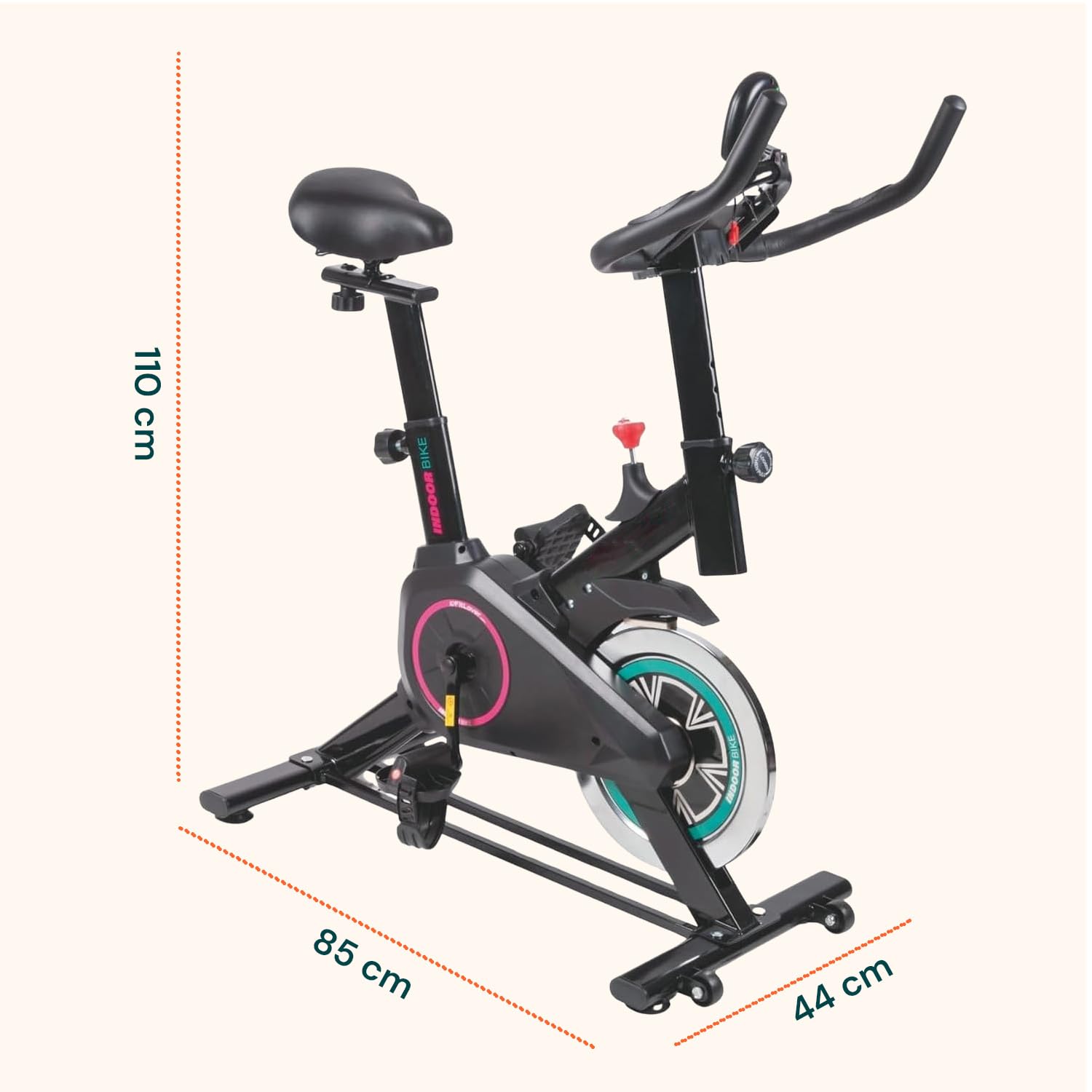 Wintem Wewnętrzny regulowany rower treningowy z 5 funkcjami, 4 kg koło zamachowe i wyściełane siedzisko | Cichy trening nóg i pośladków | Wytrzymała stalowa konstrukcja do domowej siłowni