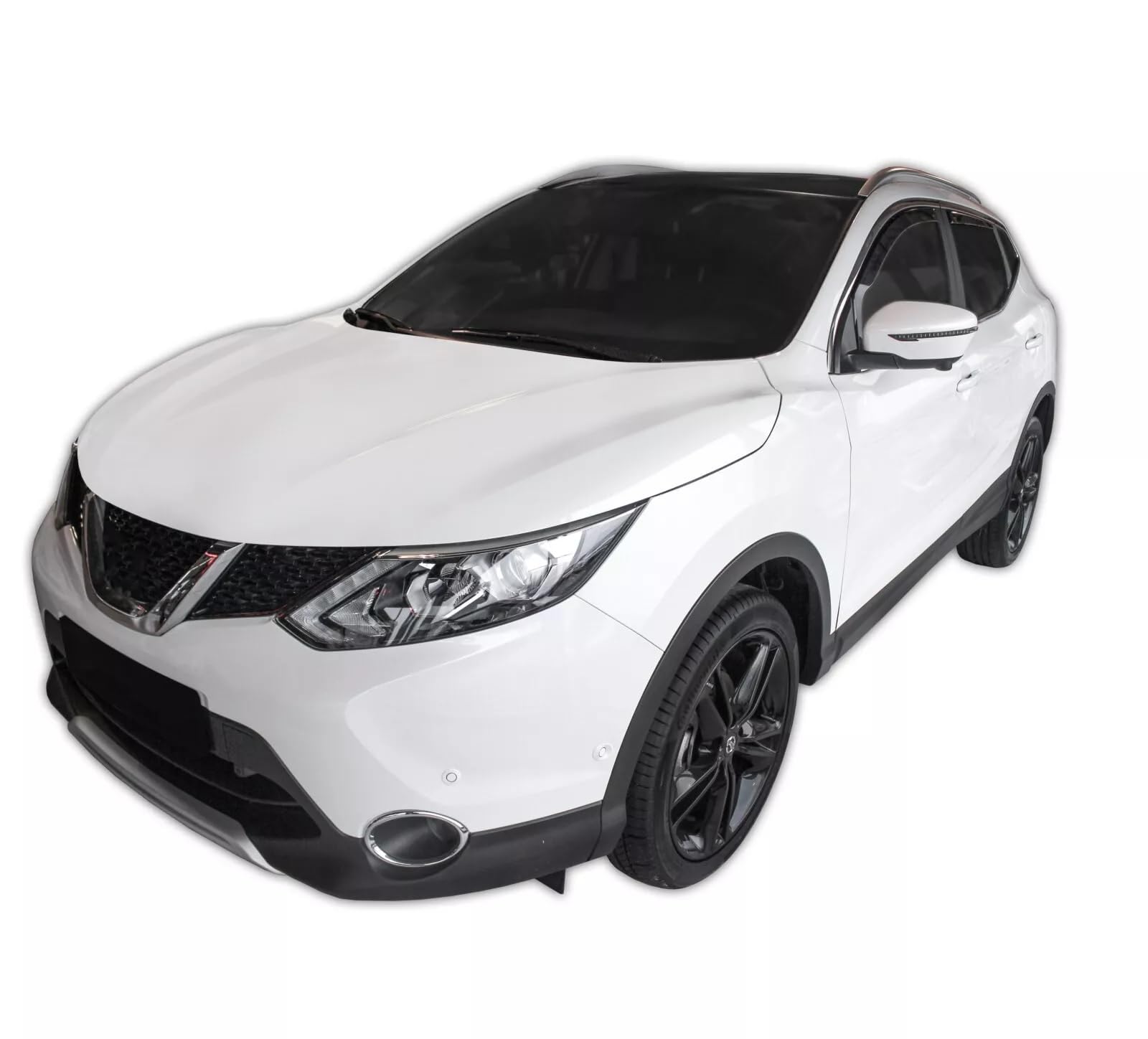 Kit 4 Deflettori Aria Nero Fumé Trasparento Antivento per Finestrini Laterali Anteriori e Posteriori Compatibile con Nissan Qashqai J11 2014-2021