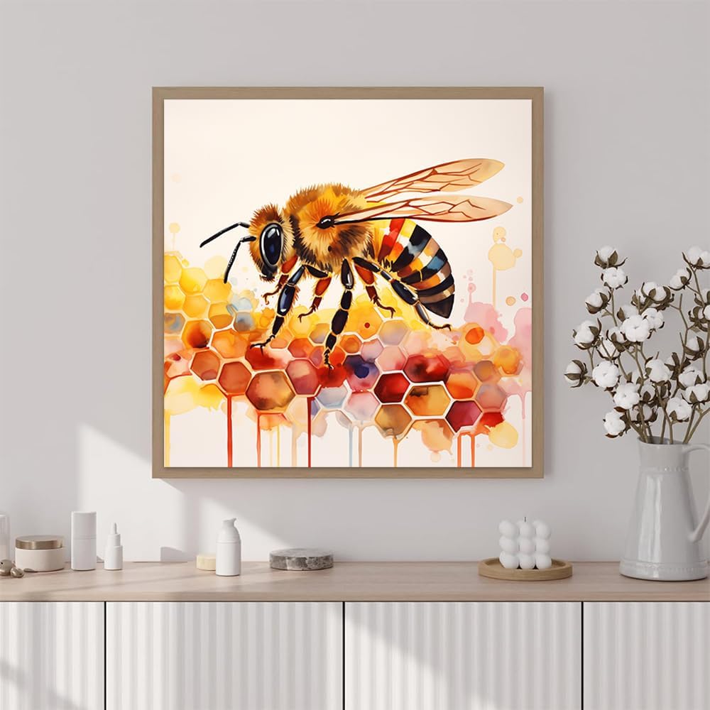 Artunion Framed Paint by Numbers Kit for Adults Beginners & Kids Ages 8-12,Bee Paint by Number with Frame,Watercolor Paint by Numbers Kit on Canvas 10 * 10 Inch Without Easel image 2