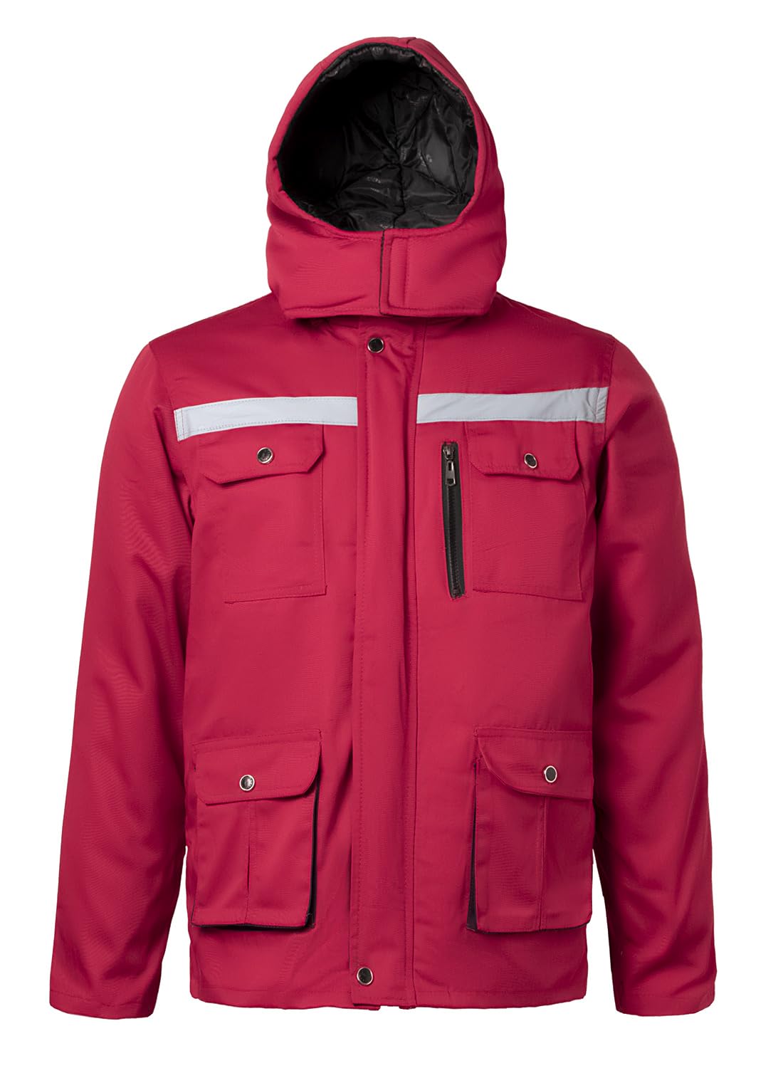 Parka de alta visibilidad para hombre, chaqueta de trabajo acolchada, chaqueta acolchada de alta visibilidad, chaqueta parka con capucha resistente al viento, abrigo de trabajo con múltiples