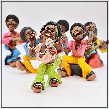 ジャズバンド置き物 フィギュア Amazon.co.jp: 黒人JAZZバンド フィギュア6人セット置物