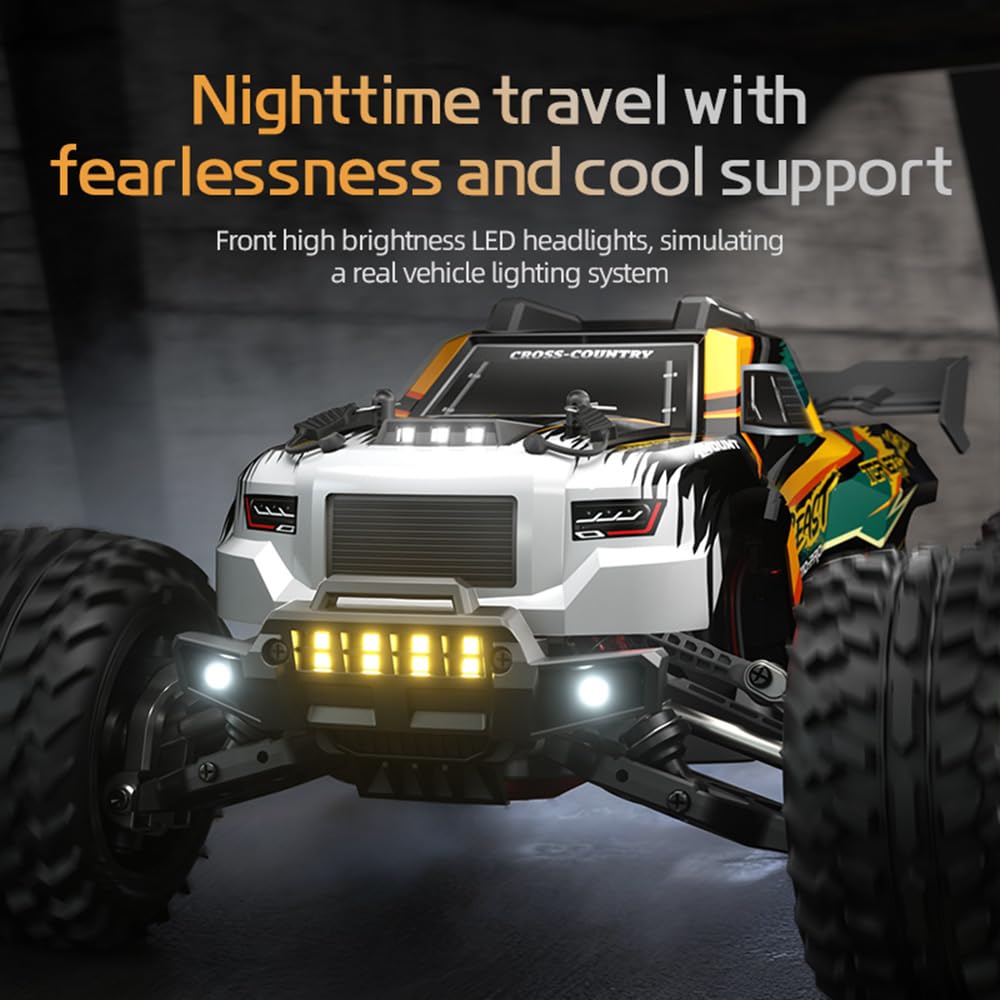 Zdalnie sterowany samochód dla dorosłych 1/10, 50 km/h, 4WD RC, wysoka prędkość, Offroad Drift, silnik ze szczotką węglową, wózek wyścigowy, 3 baterie, pomarańczowy