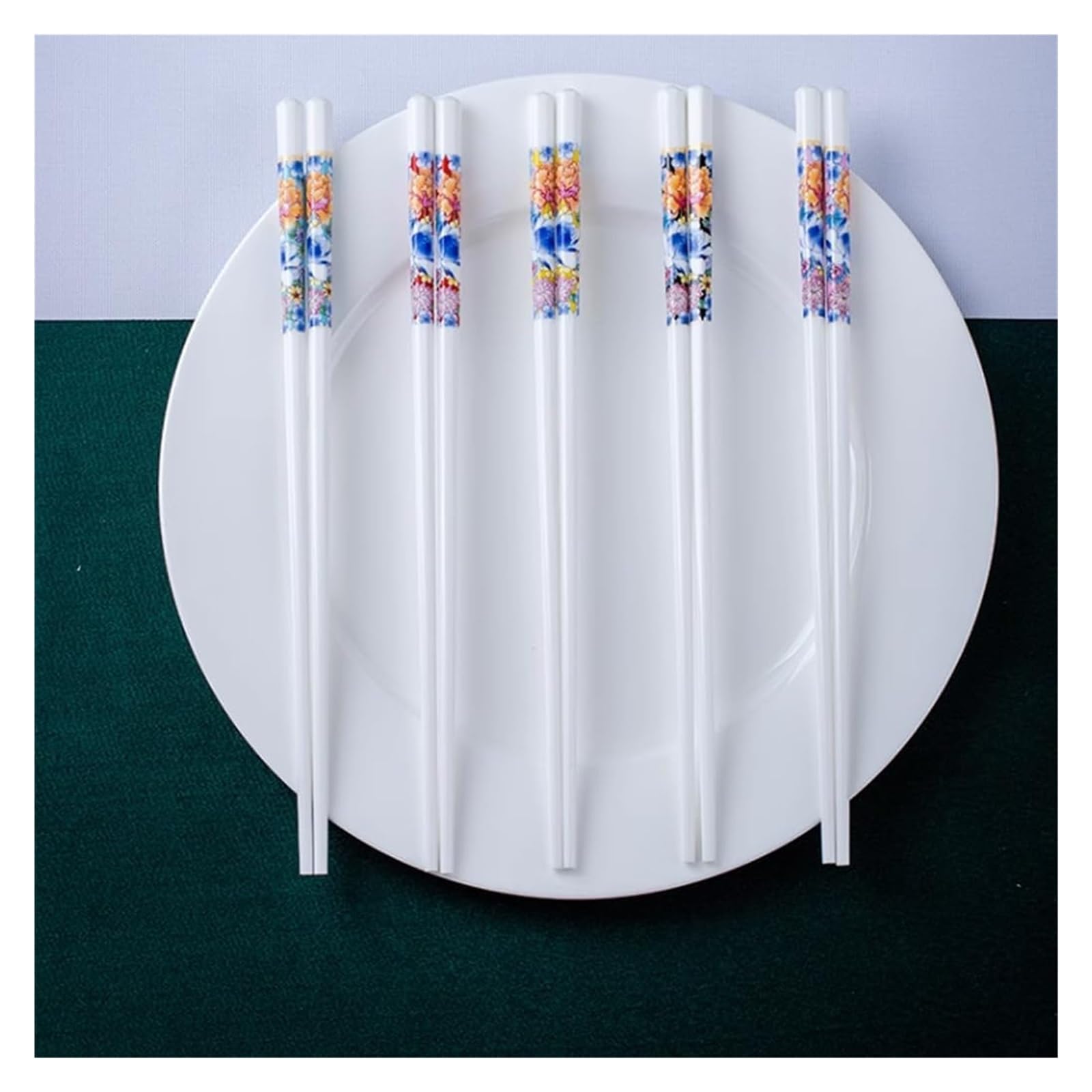 Jeu de baguettes, Ensemble de baguettes en porcelaine chinoise, coffret cadeau, motif Floral émail, réutilisables avec étui(E)