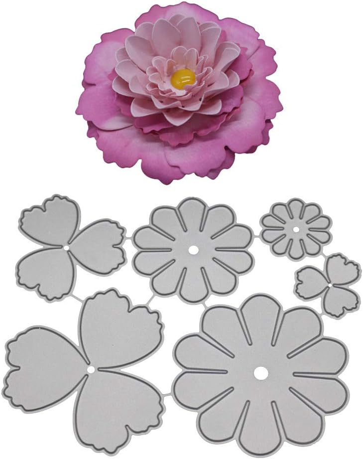 Lazzboy Embossing Cutting Dies Scrapbooking Metal Die Stencil Paper Card Craft for Big Shot/Other Machines(H, Peony Flower)