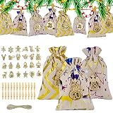 Lot de 24 calendriers de l'Avent à remplir - 10 x 14 cm - Calendrier de l'Avent pour enfants à remplir - Peut être utilisé comme sac cadeau
