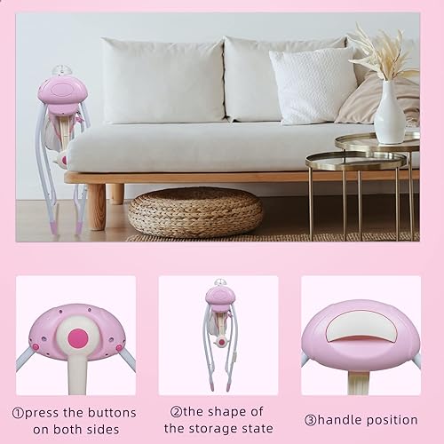 Miniatura 6 de Comodidad columpio portátil, cómoda mecedora para bebé con música relajante, plegable, diseño biónico, descansa tranquilamente (25103)