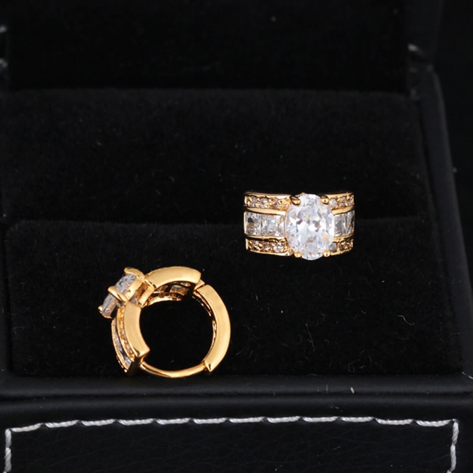 Pendientes Mujer Boda Oro 18 K Moissanita Blanca Ovalada Elegante Joyería Pendiente Aro