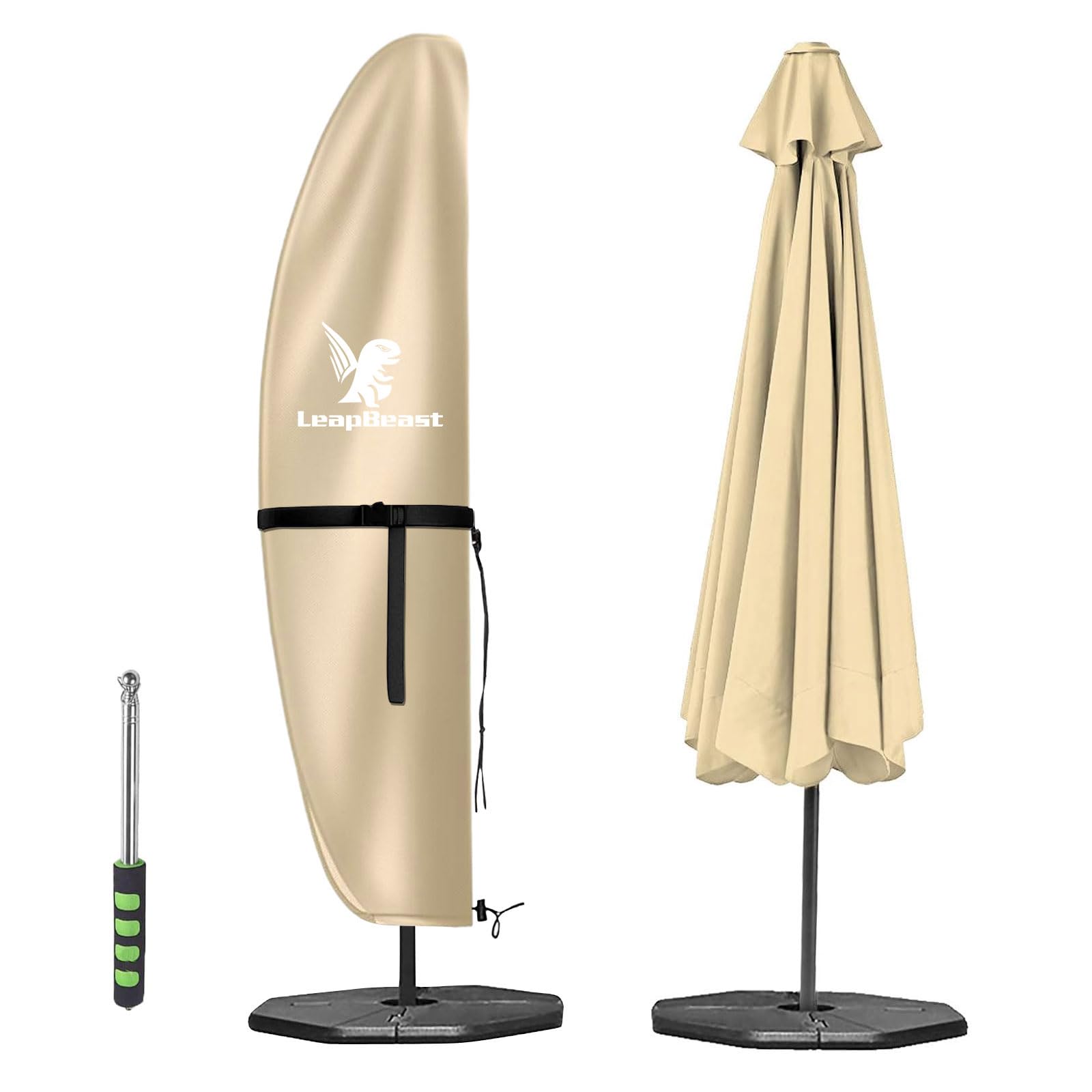 LeapBeast Funda Sombrilla de Jardín,Funda sombrilla Jardin Impermeable,Funda sombrilla terraza Exterior,Funda Protectora de sombrilla,600D Oxford Barra Telescópica Impermeable (190-30-81-46)