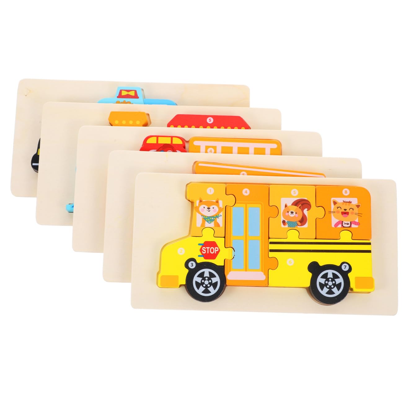 Puzzle 3d per Bambini 5 Set in Legno Design Cartoon | Incastro Didattico, Supporta Abilità Cognitive, Formato Stereoscopico, per Piccoli e Primi Giochi