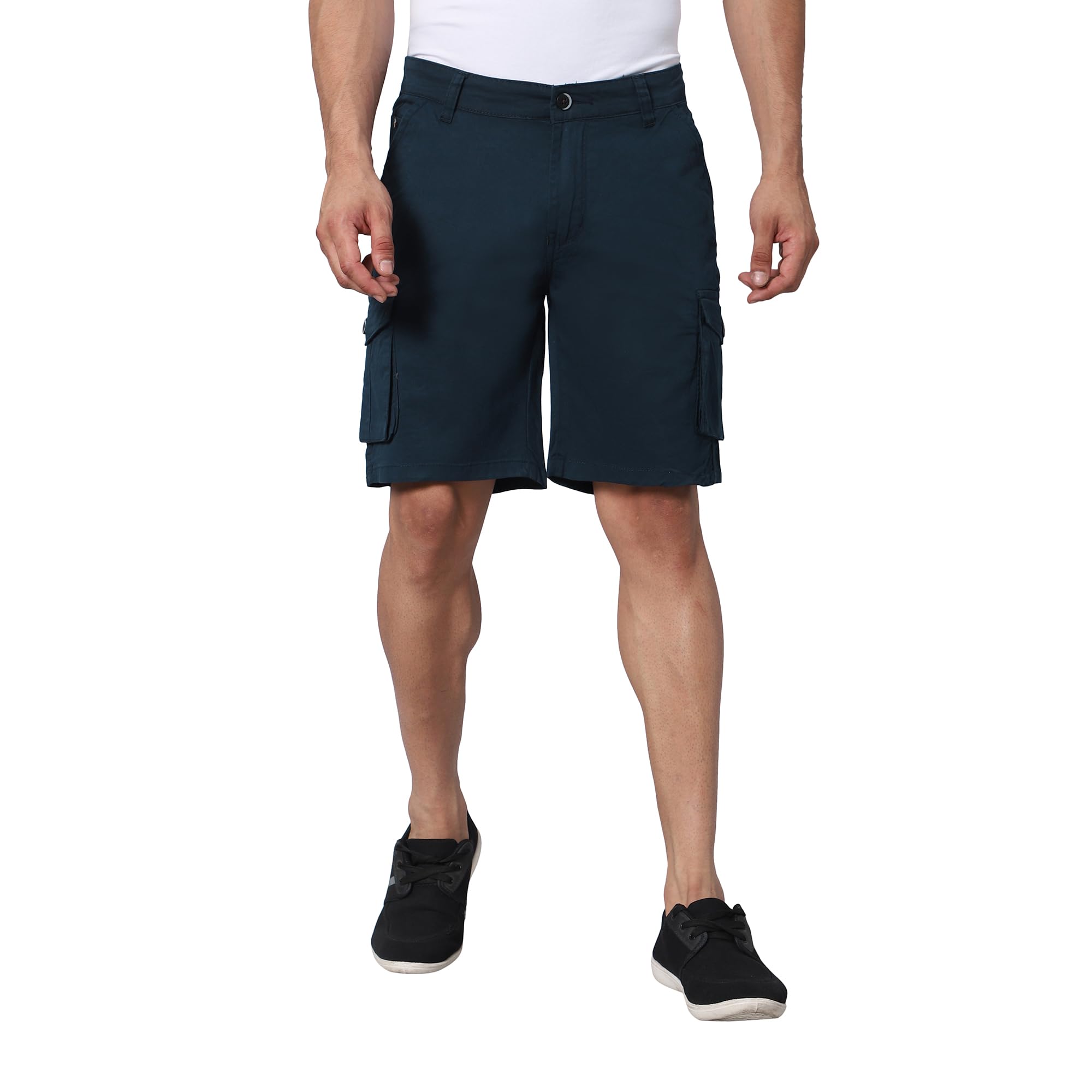 hence Solid Cotton Stretchable Cargo Shorts for Men-picture-26