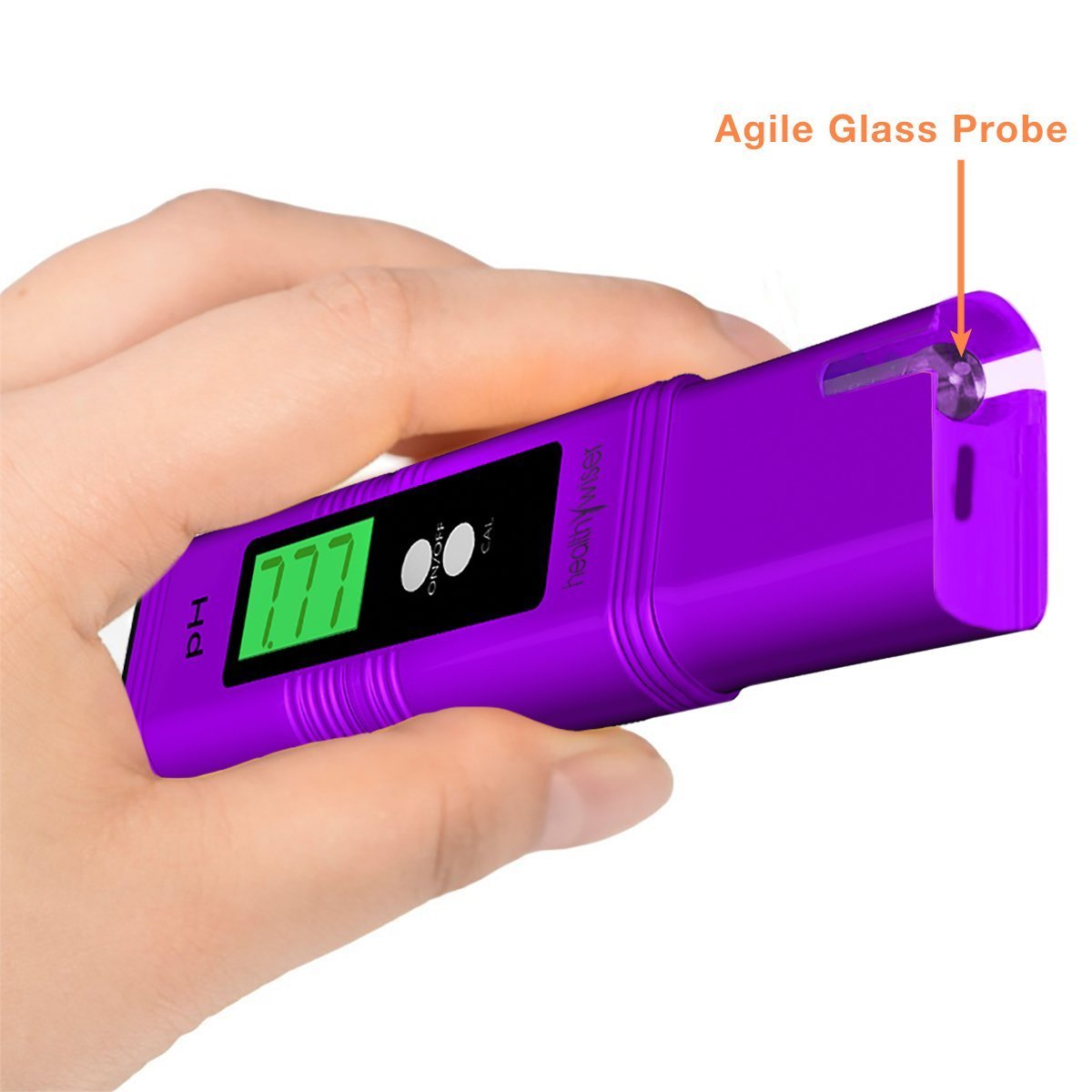 Digital pH Meter - Pocket Size - pH Pen Tests Household Drinking Water, Aquarium, Swimming Pools, Hydroponics, Water Quality, with ATC, 0-14 pH Measuring Range with 6X pH Buffer Powders. Purple