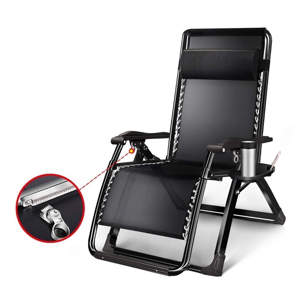 Chaise longue de patio à gravité zéro pliante extérieure de jardin noire