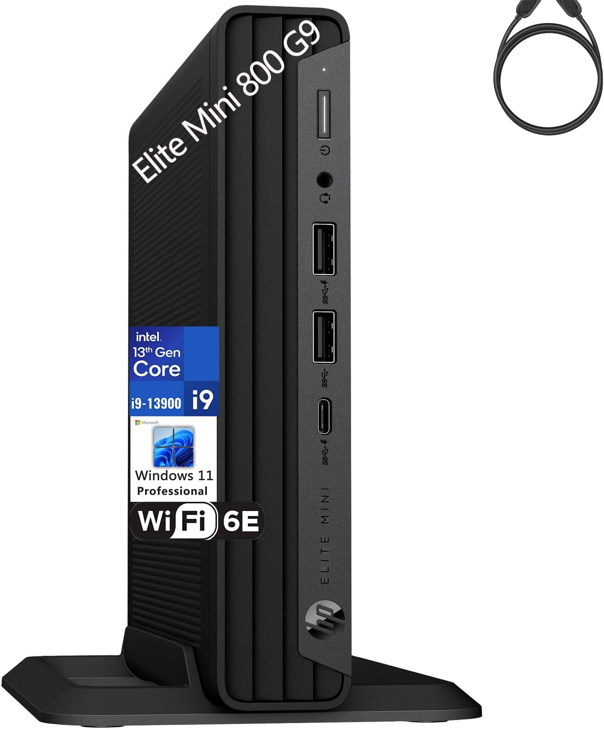 HP Elite Mini 800 G9 MFF Business Desktop Computer, 14th Gen Intel 24-Core i9-14900 up to 5.8GHz, 64GB DDR5 RAM, 1TB PCIe SSD, WiFi 6, RJ-45, DisplayPort, Type-C, HDMI, Windows 11 Pro, Vent-Hear