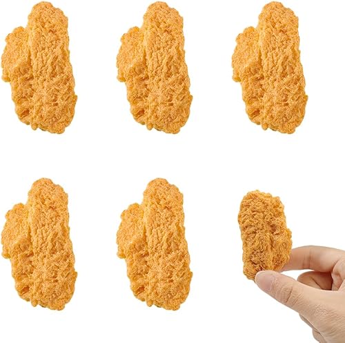 Miniatura 7 de NBEADS 6 alas de pollo artificiales, alas falsas de Orleans asado, modelo de comida falsa 3D, accesorios de comida falsos, accesorios de carne de
