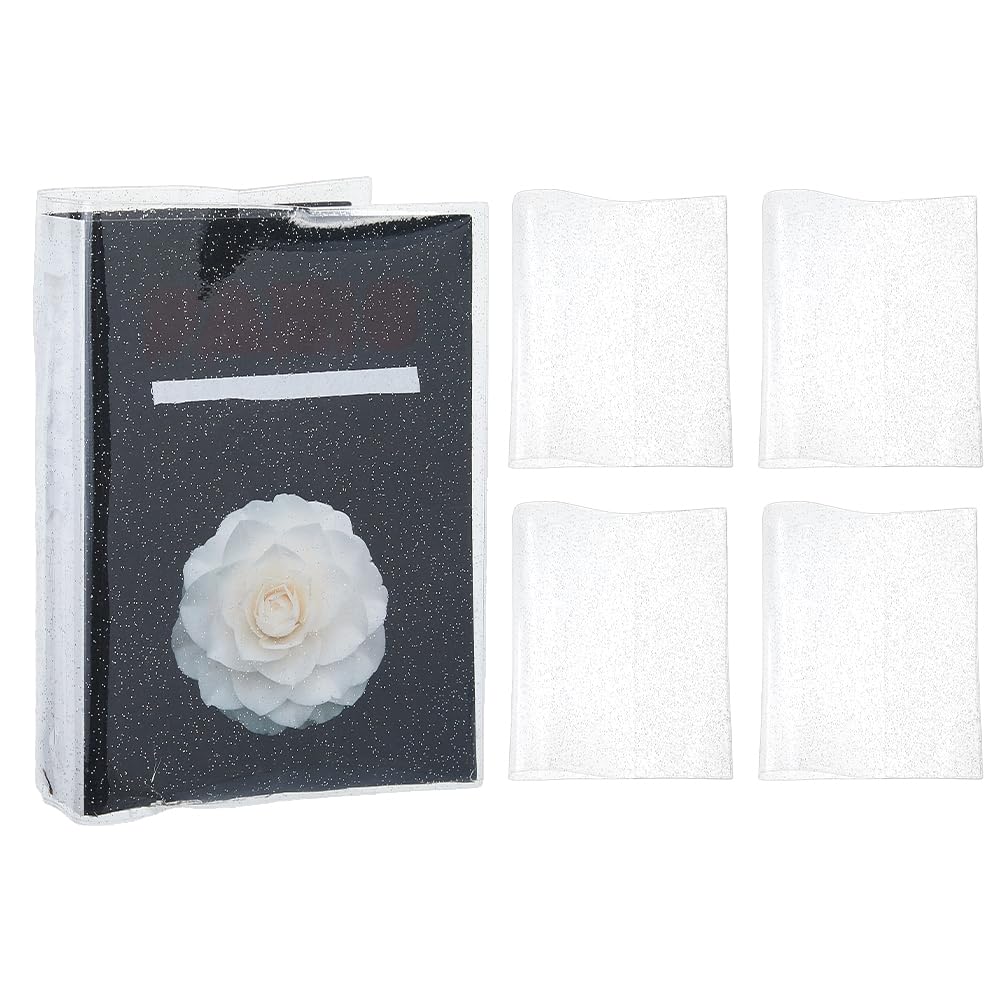 SUPERFINDINGS 5PCS A5 Glitter PVC Book Covers Clear Cover for A5 Size Plastic Books Sleeve Sheet Protectors for Planners Notebooks Card Albums Books Diary