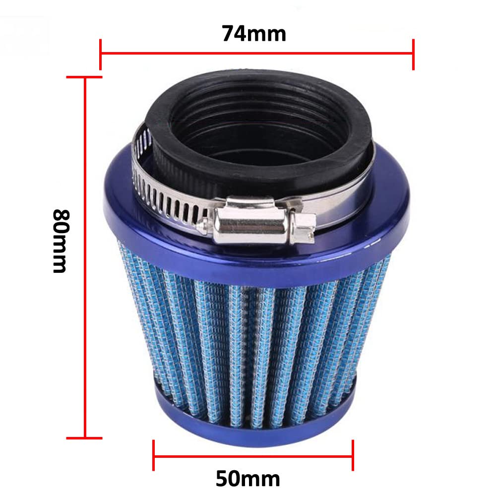 Filtro Aria Moto Universale 60mm - Filtro A Fungo Rosso Per Auto, Minibike E Motori - 2
