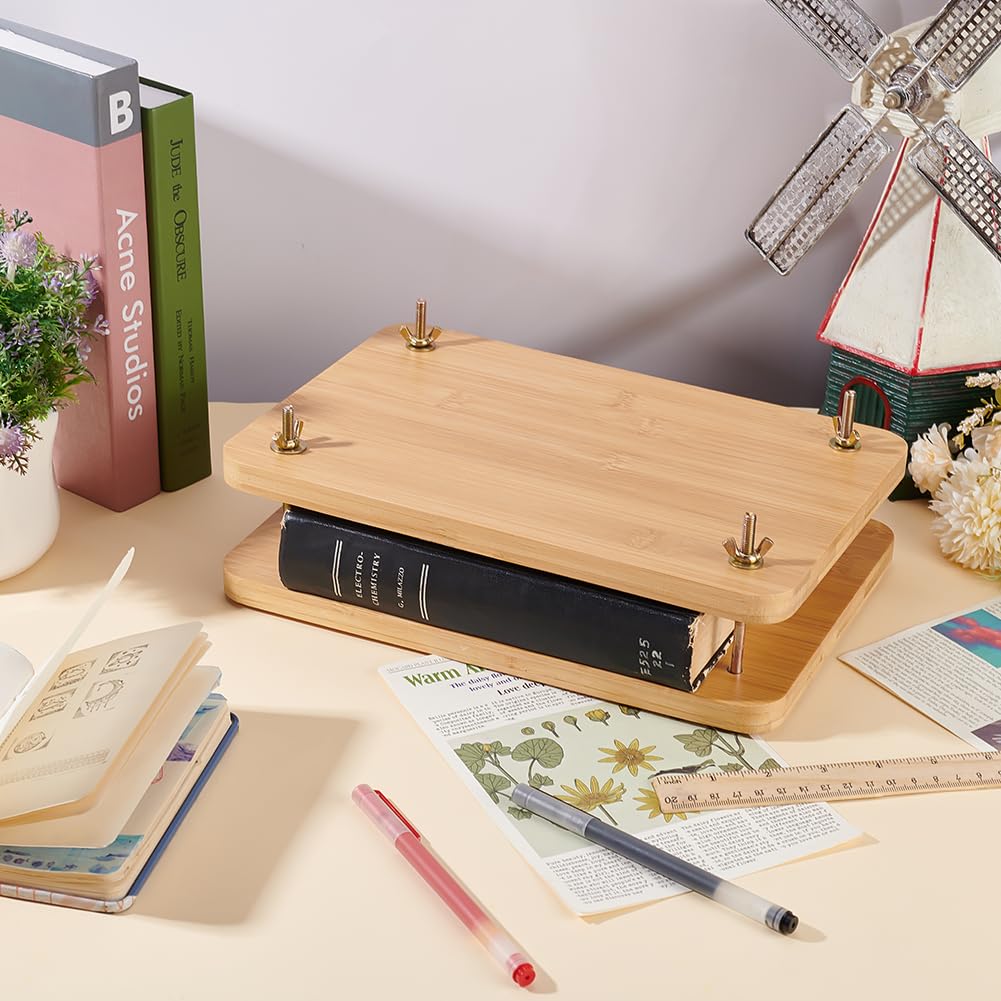 OLYCRAFT Strumenti per la stampa di libri in legno, 29,5 x 20 x 10,2 cm, rettangolare, per rilegatura, portatile, in legno, con 4 viti per rilegatura