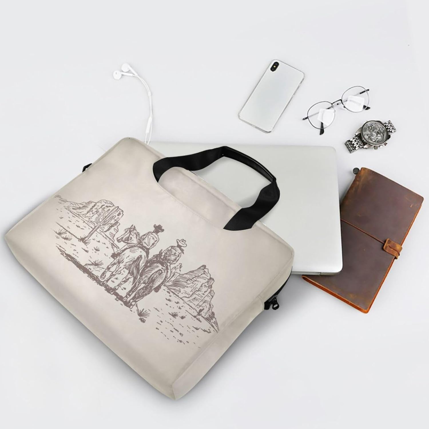 Western Desert Cowboy Laptop Case 15.6 inch Computer Bag Waterproof Laptop Briefcase Laptop Bag for Women & Men