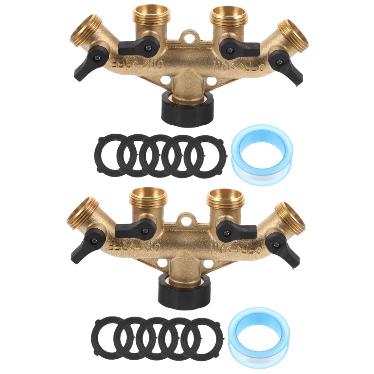 Homoyoyo 2ensembles Raccord De Tuyau De Jardin Laiton à Voies Adaptateur De pour Arrosage Et Irrigation Connecteur Pratique pour Deux Tuyaux Et Étanche