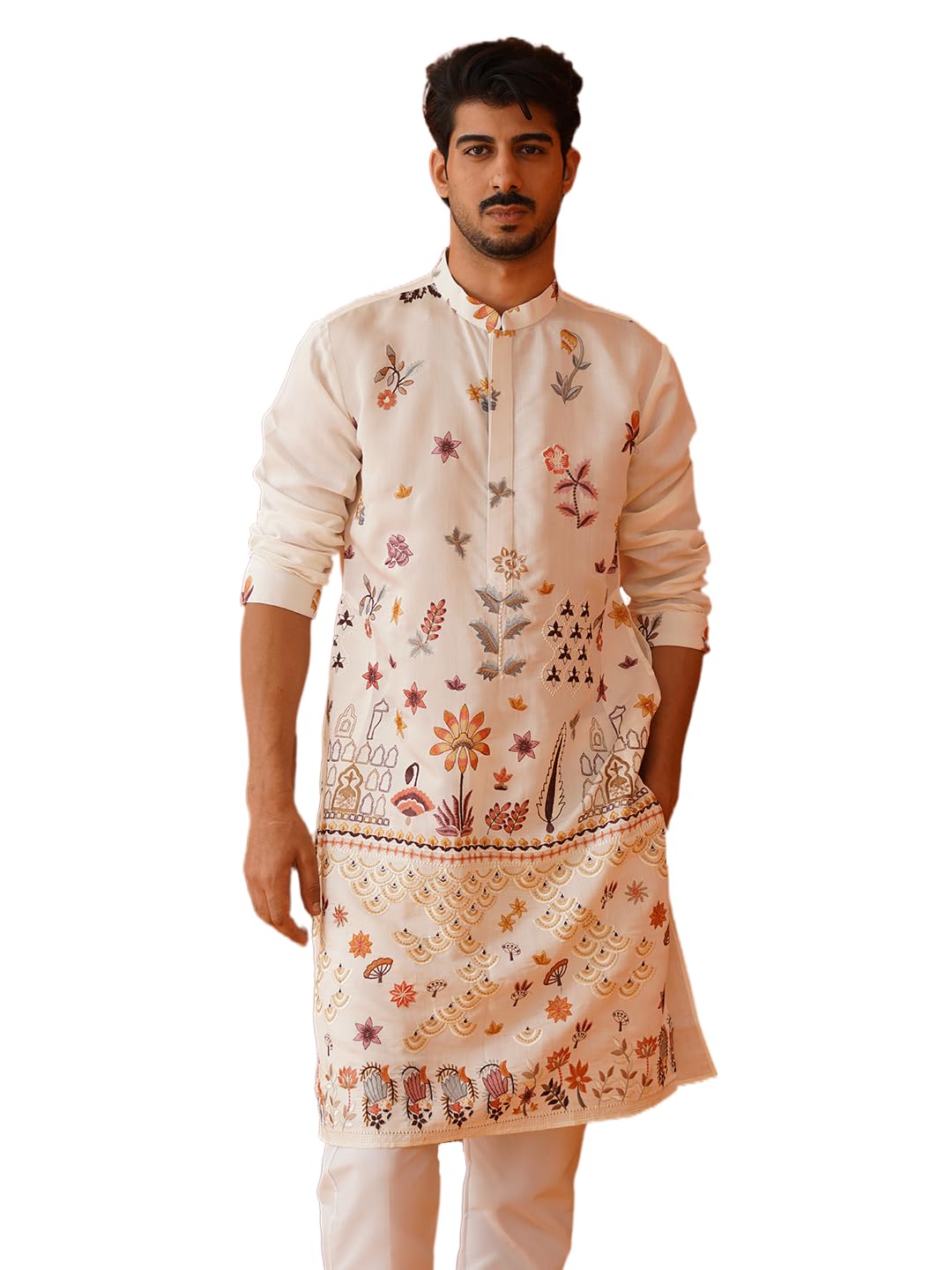 Embroidered Cotton Kurta with Pyjama-image-16