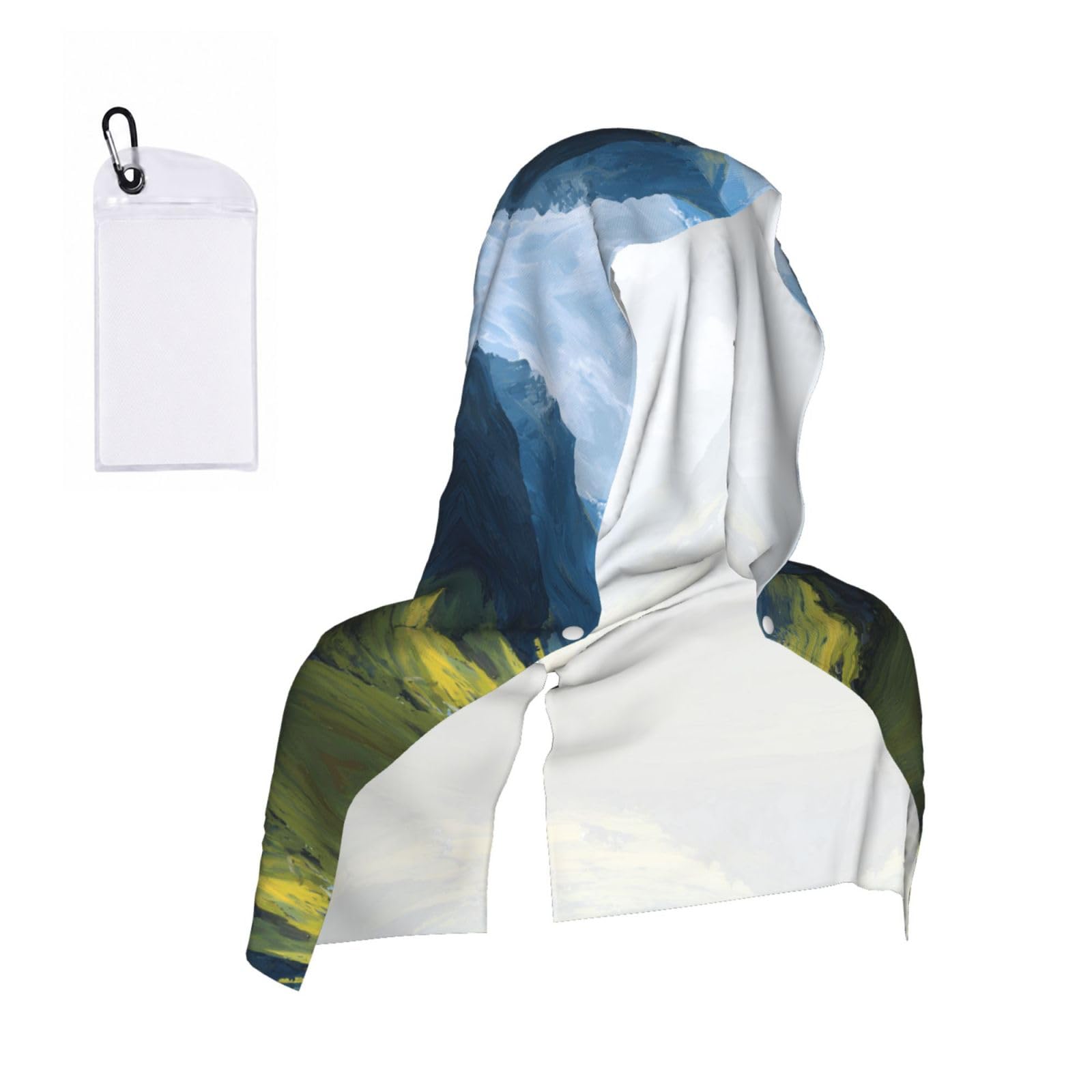 EZDLOWVBA Valley Print 2 Pack Cooling Hoodie Towels,Sports Headscarf, Neck Wrap Scarf,Breathable Cooling Towel For Neck And Face, Travel, Swimming, Training