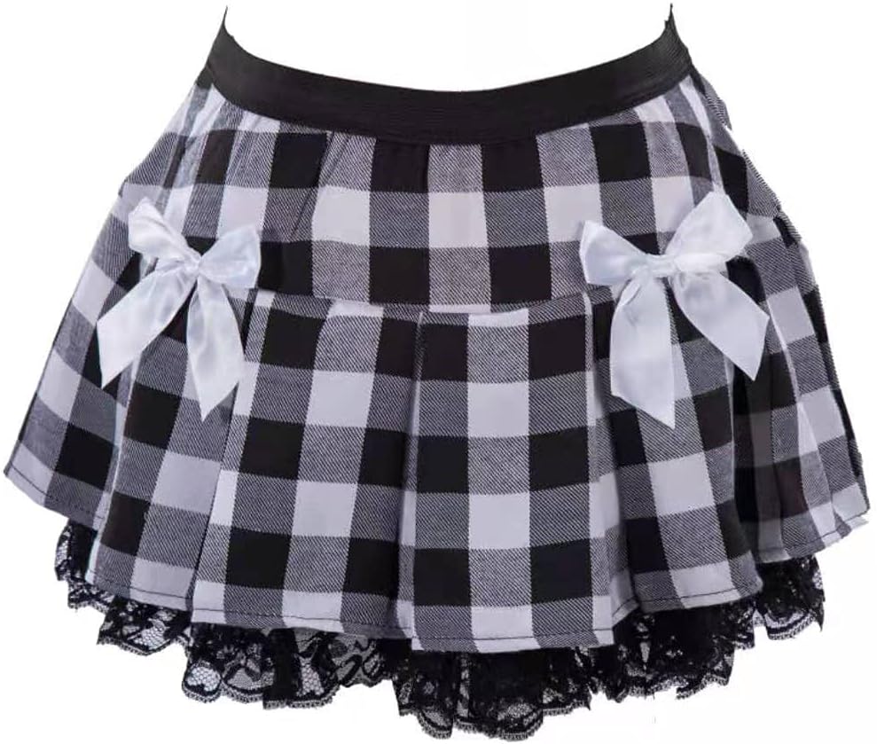 J.Templeton Women’s Plaid Schoolgirl Outfit Pleated Ruffle Cheerleader Skirt