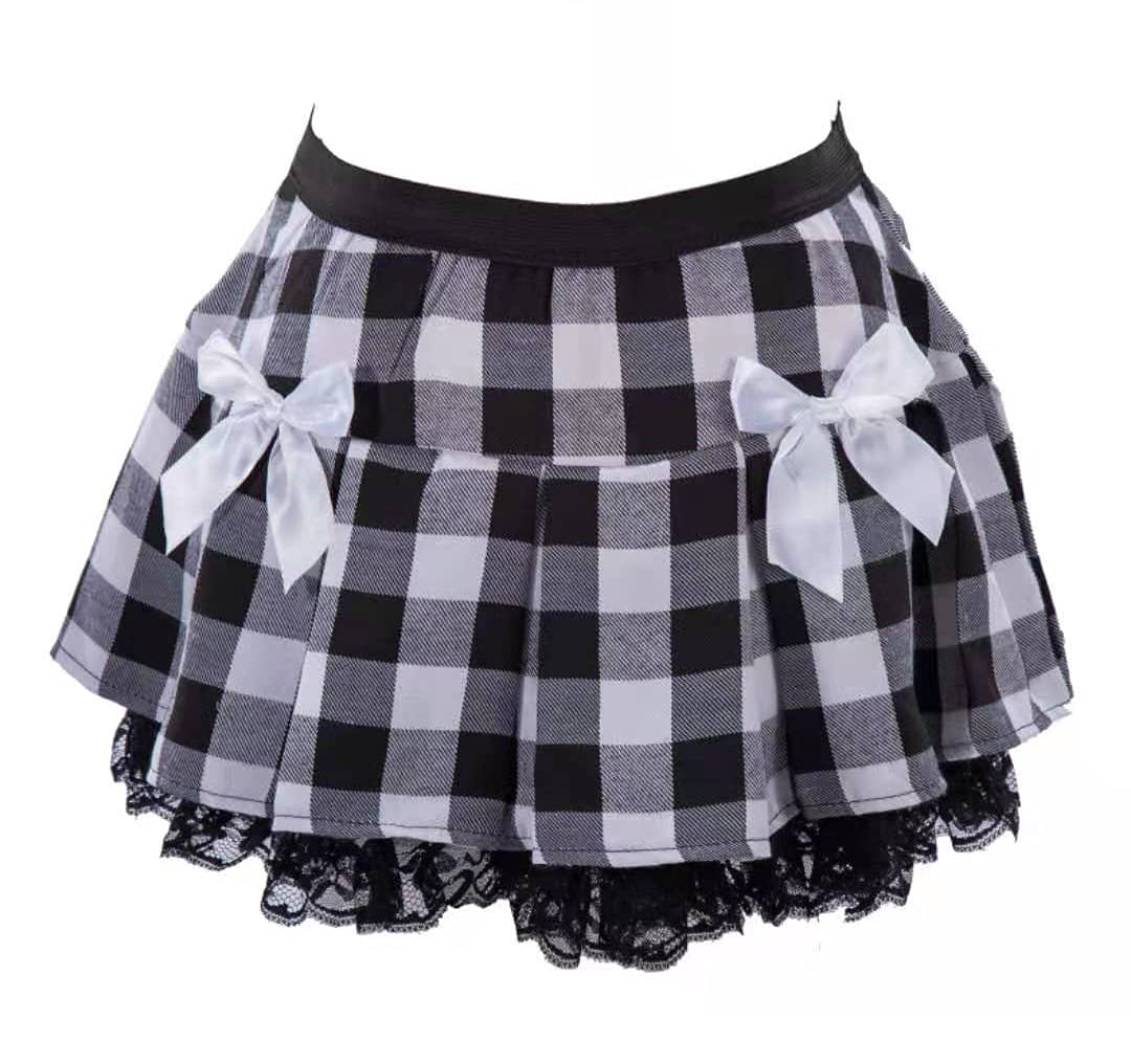 J.Templeton Women’s Plaid Schoolgirl Outfit Pleated Ruffle Cheerleader Skirt