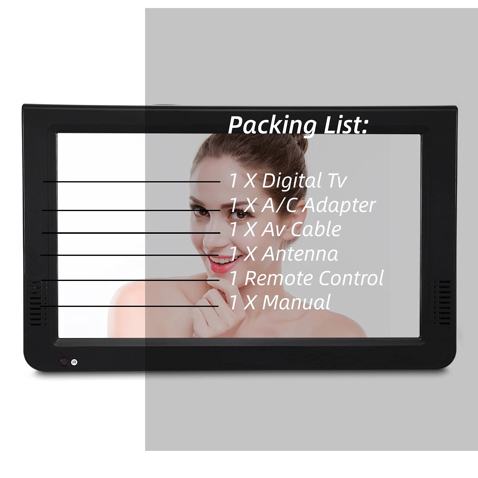 TV portátil de 10 Pulgadas, TV grabadora portátil con TNT USB PVR 1080P HD TV con Mando a Distancia para Dormitorio, Cocina, Caravana etc.