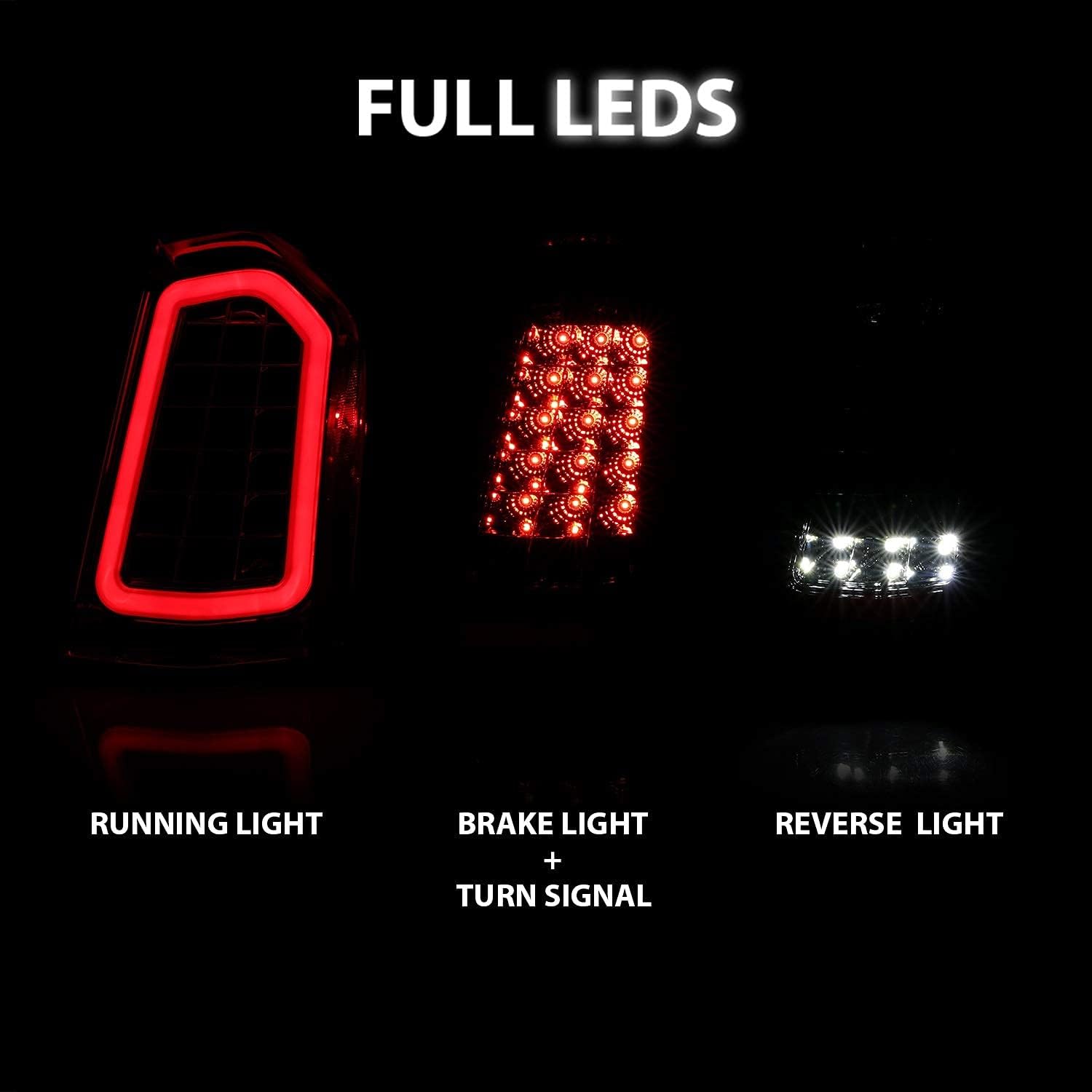 AmeriLite Chrome Full Intense LED Parking Light Bar Brake and Reverse Tail Lights For 2011-2014 Chrysler 300