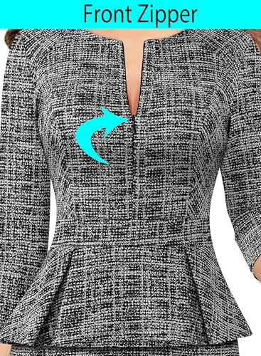 Image of VFSHOW Womens Work Business Office Front Zipper Peplum Church Sheath Dress