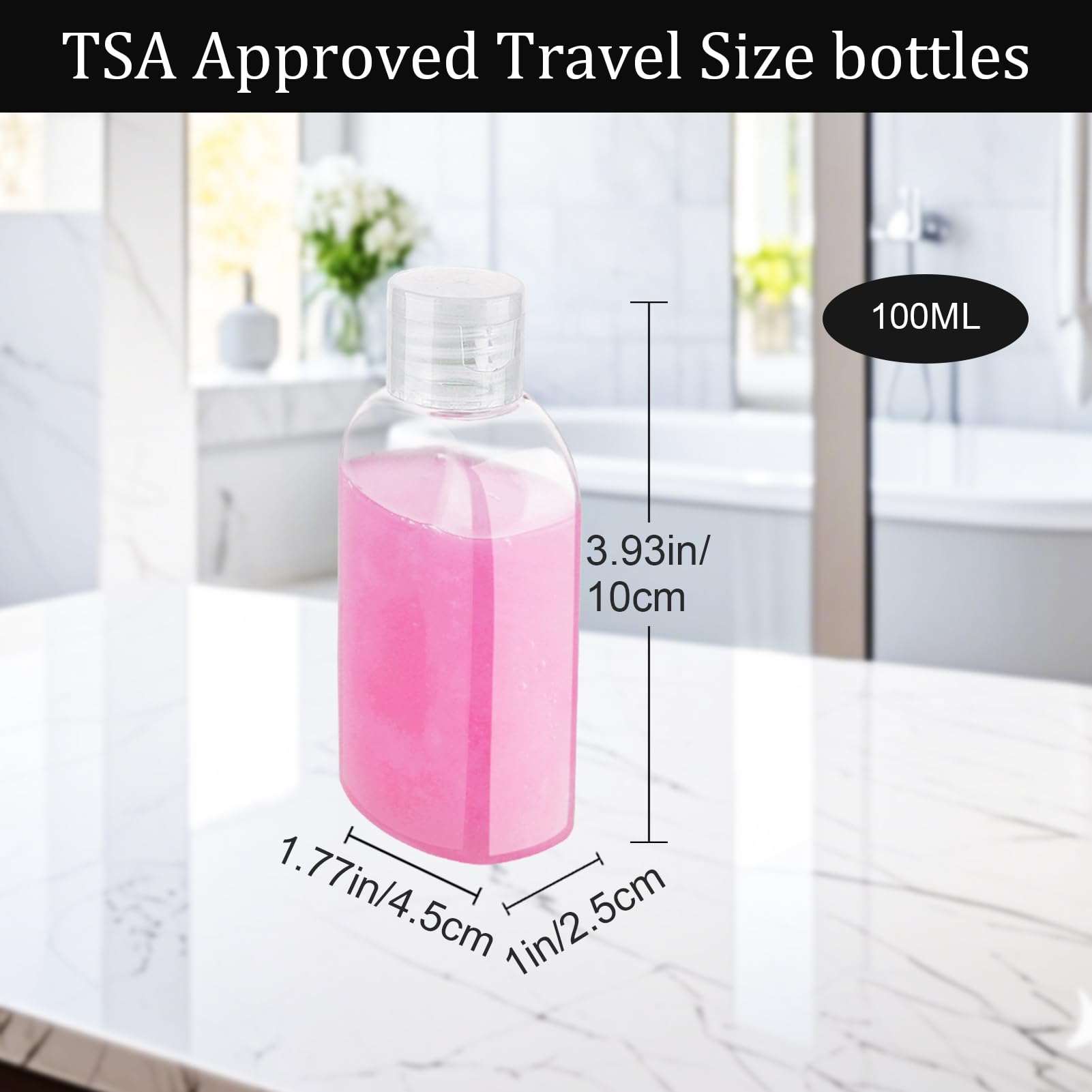 Travel Bottles for Toiletries 6pcs 100ml Leak Proof Travel Size Toiletries TSA Approved Travel Shampoo and Conditioner Bottles Reusable Travel Kit Plastic Squeeze Bottles with Flip Cap(Clear) - Image 2