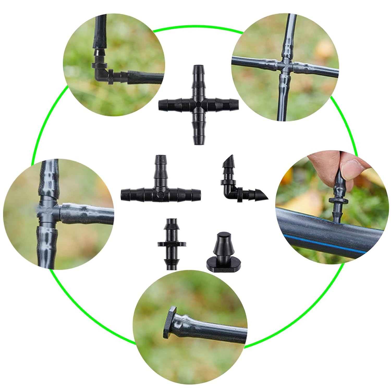 300Pcs Irrigation Fittings Kit Barbed Connectors 1/4Inch Tubing image 2